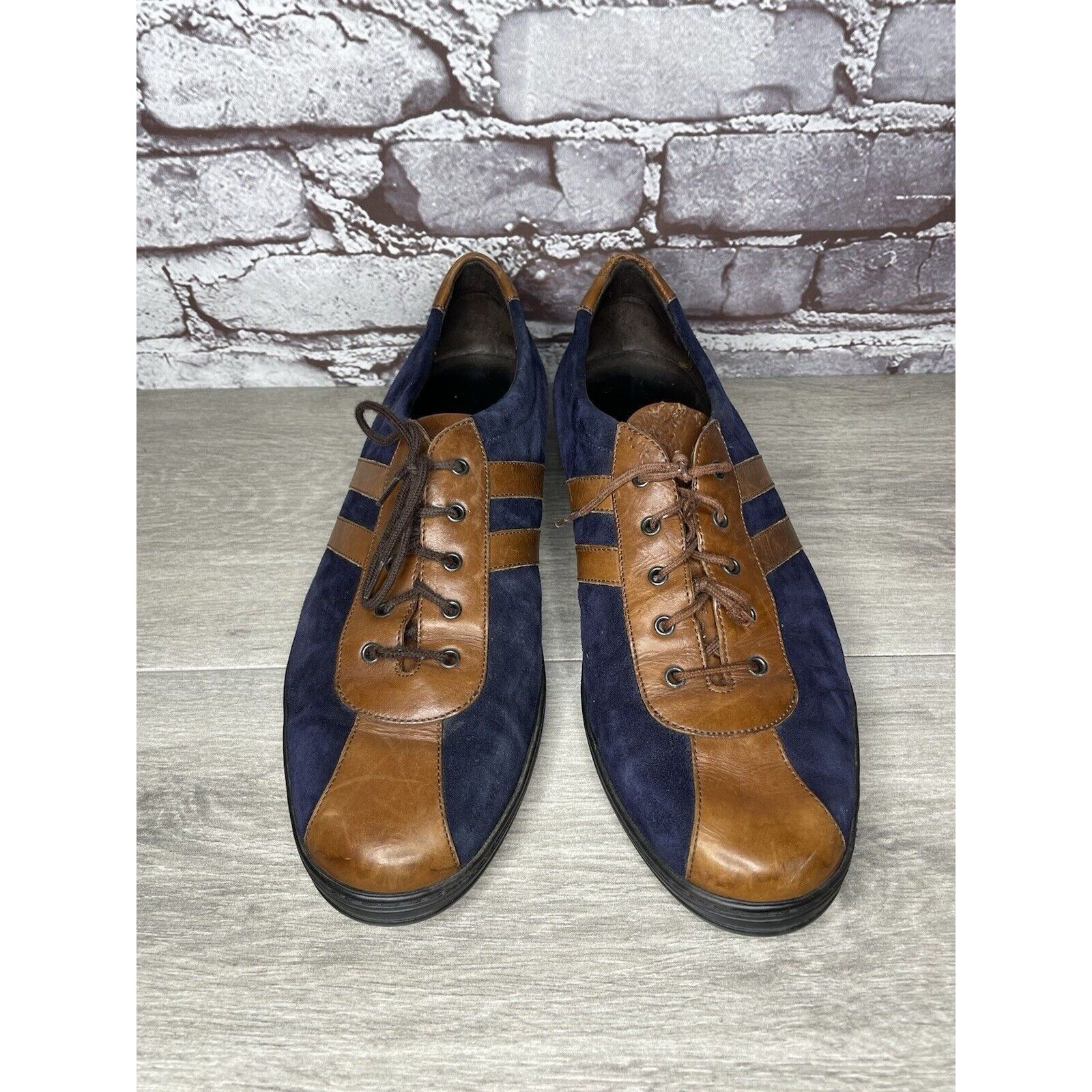 Cole Haan Bragano Blue Suede Brown Leather Bicycle Casual Lace Shoes M Size US 9.5 / EU 42-43 - 2 Thumbnail