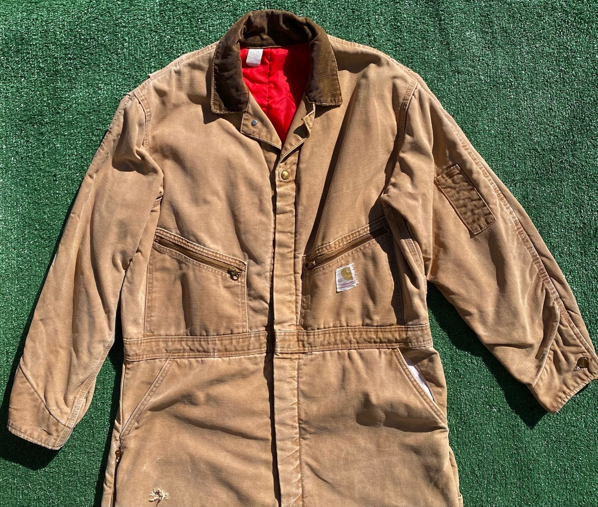 Carhartt 80’s Carhartt Duck Canvas Lined Distressed Coveralls Large Size US 42 / EU 58 - 1 Thumbnail