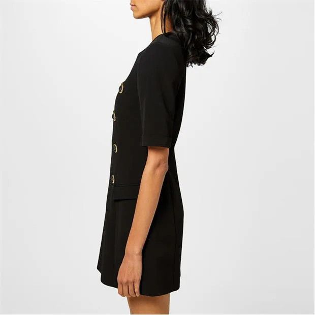 Balmain o1g2r1mq0924 Buttoned Crepe Dress in Noir Size S / US 4 / IT 40 - 4 Thumbnail