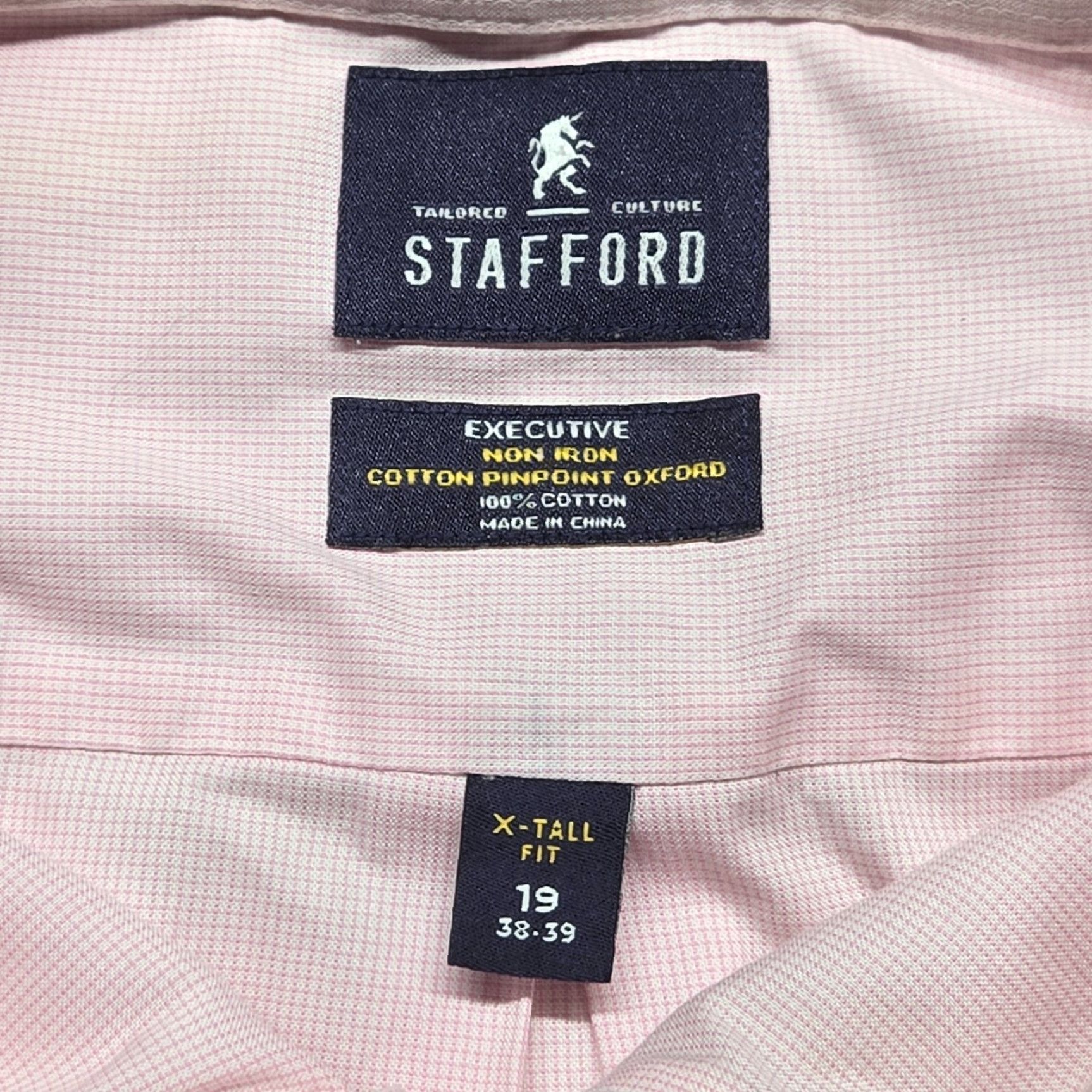 Stafford Stafford Shirt Men Adult Big & Tall Pink Long Sleeve Button-Down Collared 19 Chest 50 in Solid All Seasons Executive Pattern Church Office 90s? Size US XXL / EU 58 / 5 - 3 Thumbnail