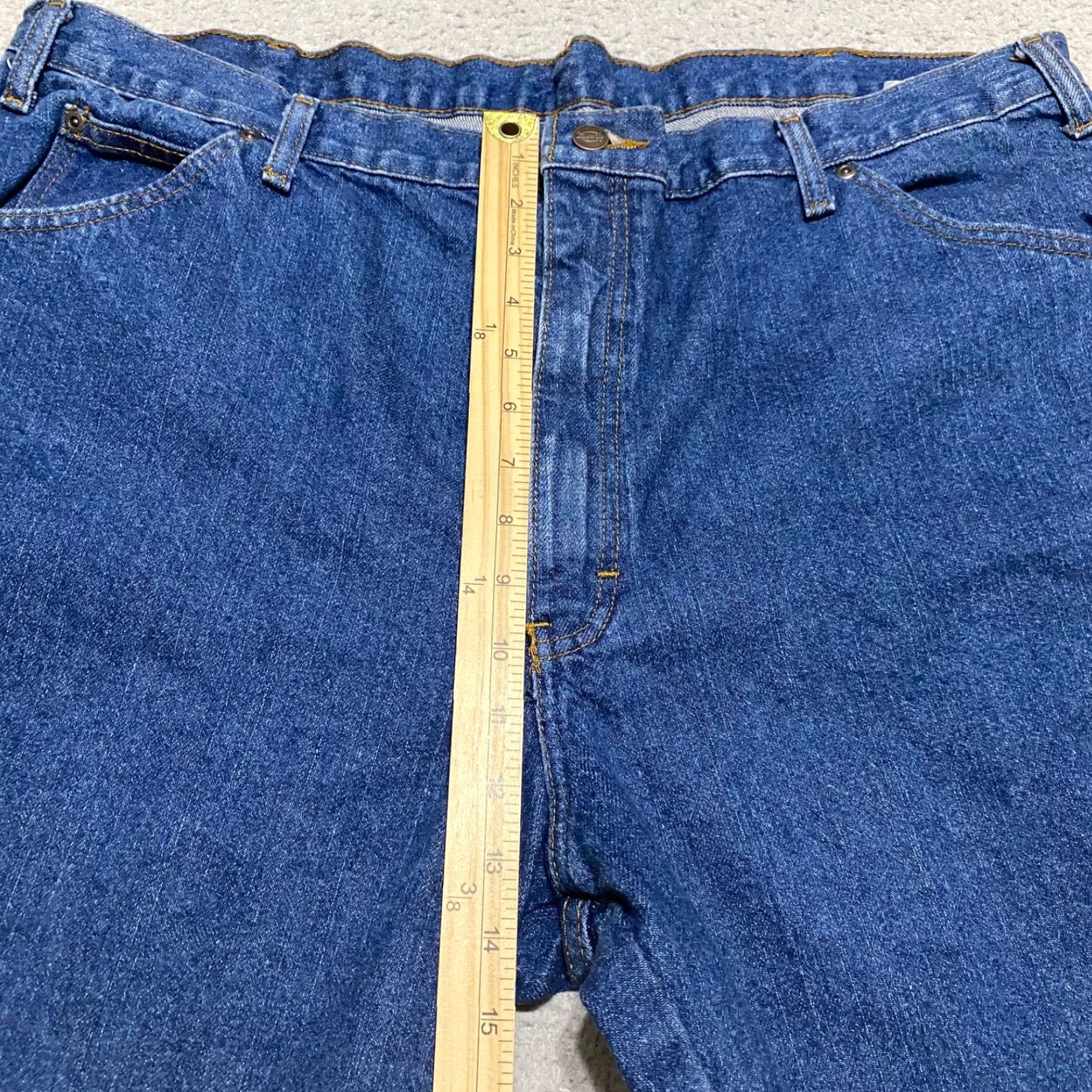 Dickies Dickies Mens Jeans Blue Denim Medium Wash Relaxed Straight Mid Rise Work 42x30 - 5-Pocket Design Regular Waist Size US 42 / EU 58 - 7 Thumbnail