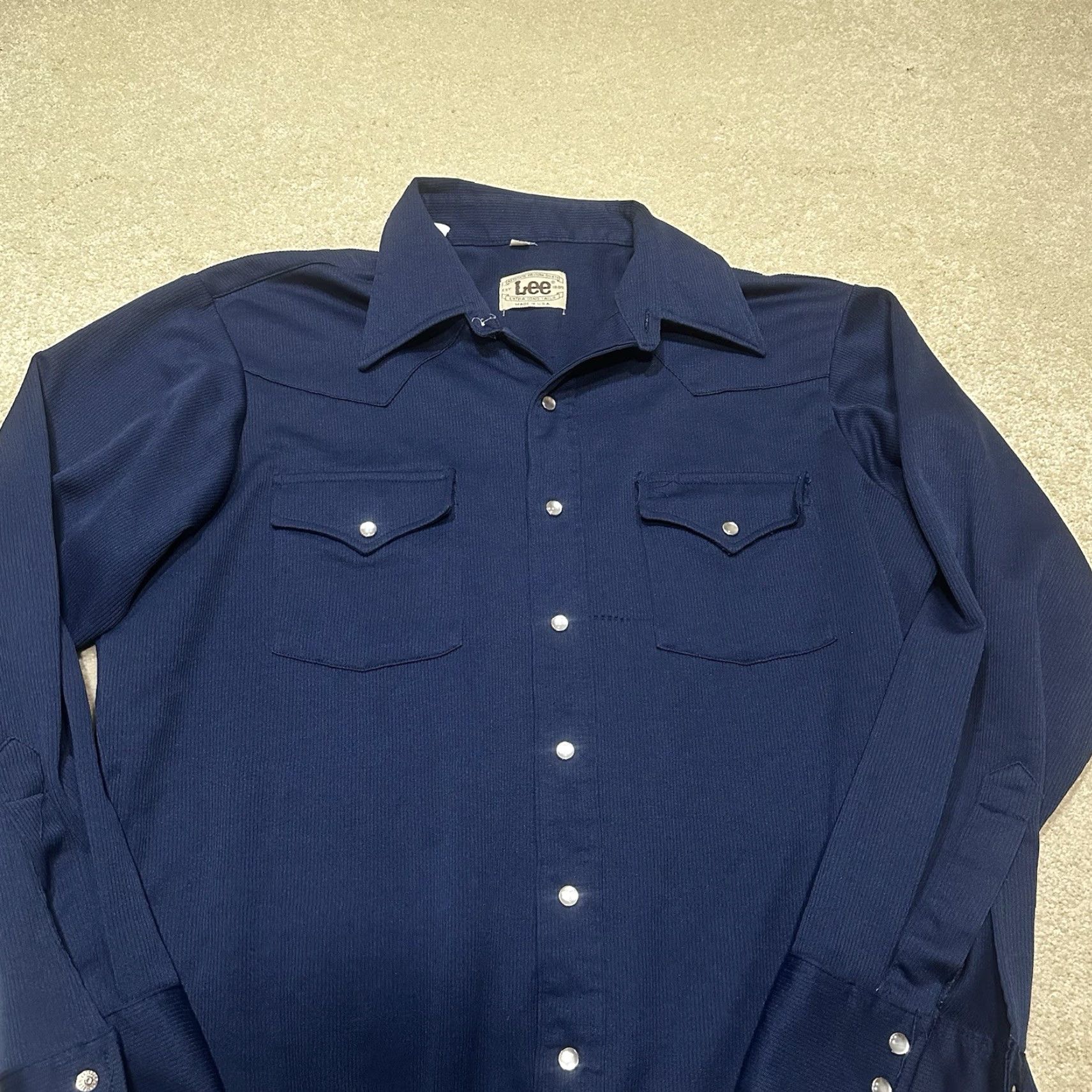 Lee VINTAGE Lee Pearl Snap Shirt Western 1970s Blue L Mens Size US L / EU 52-54 / 3 - 3 Thumbnail
