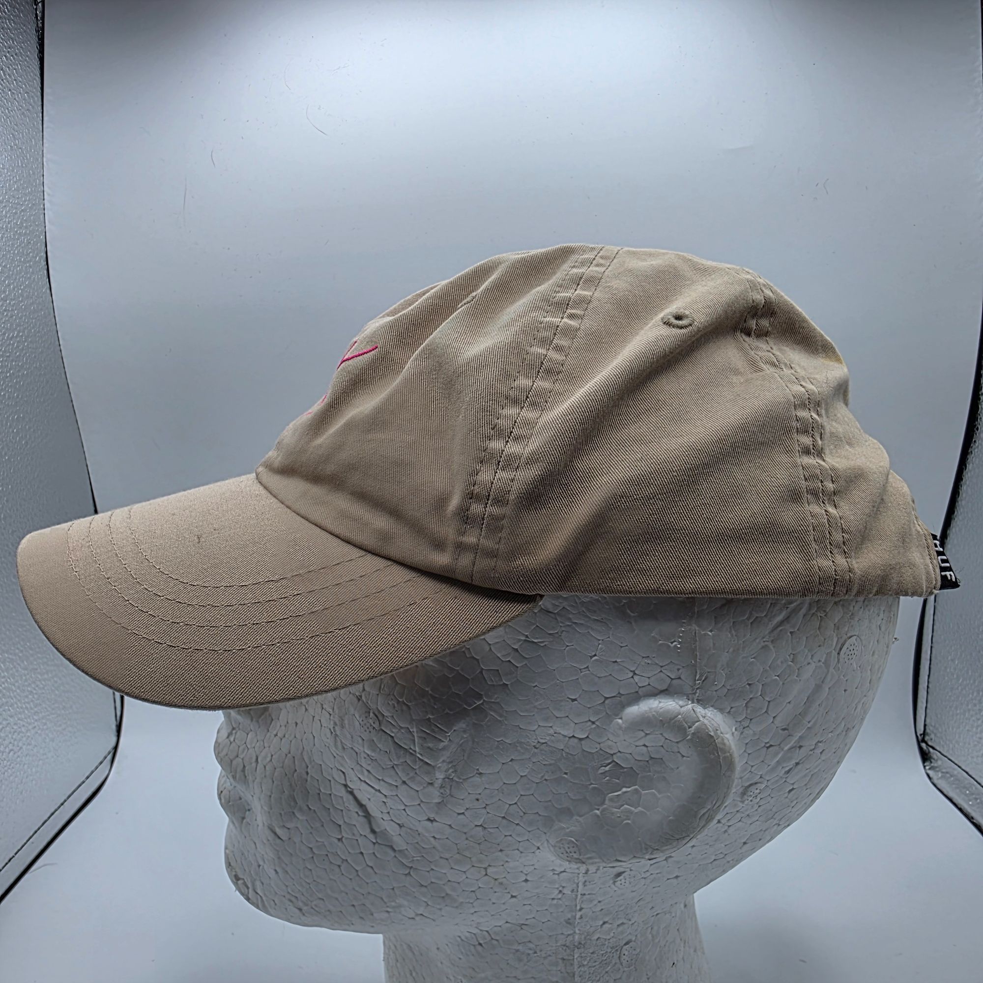 Huf HUF Script Curved Beige Pink Cotton Adjustable Strapback Hat Size ONE SIZE - 2 Thumbnail