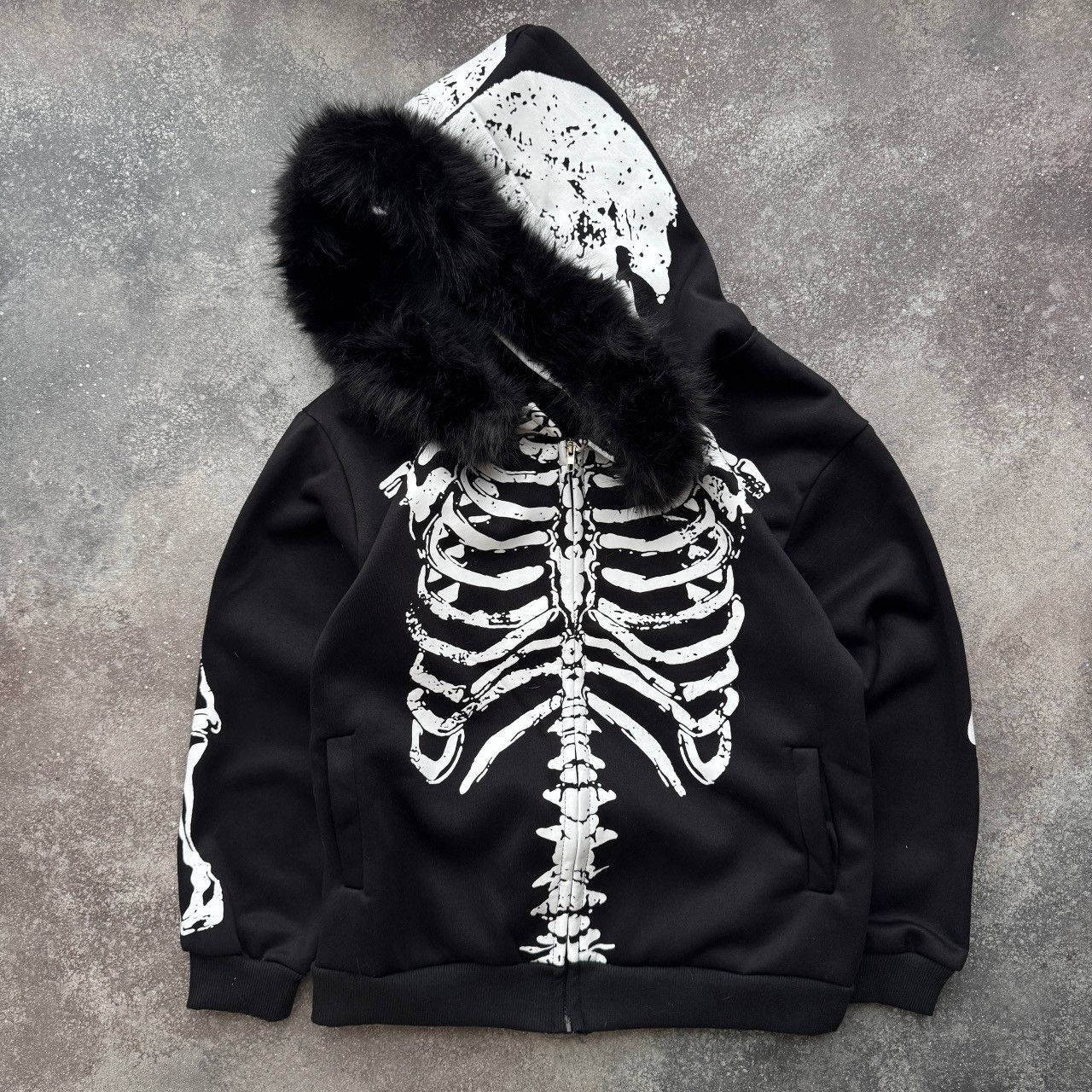 If Six Was Nine Amazing Y2K Gothic Emo Faux Fur Details Zip Hoodie Size M / US 6-8 / IT 42-44 - 1 Thumbnail