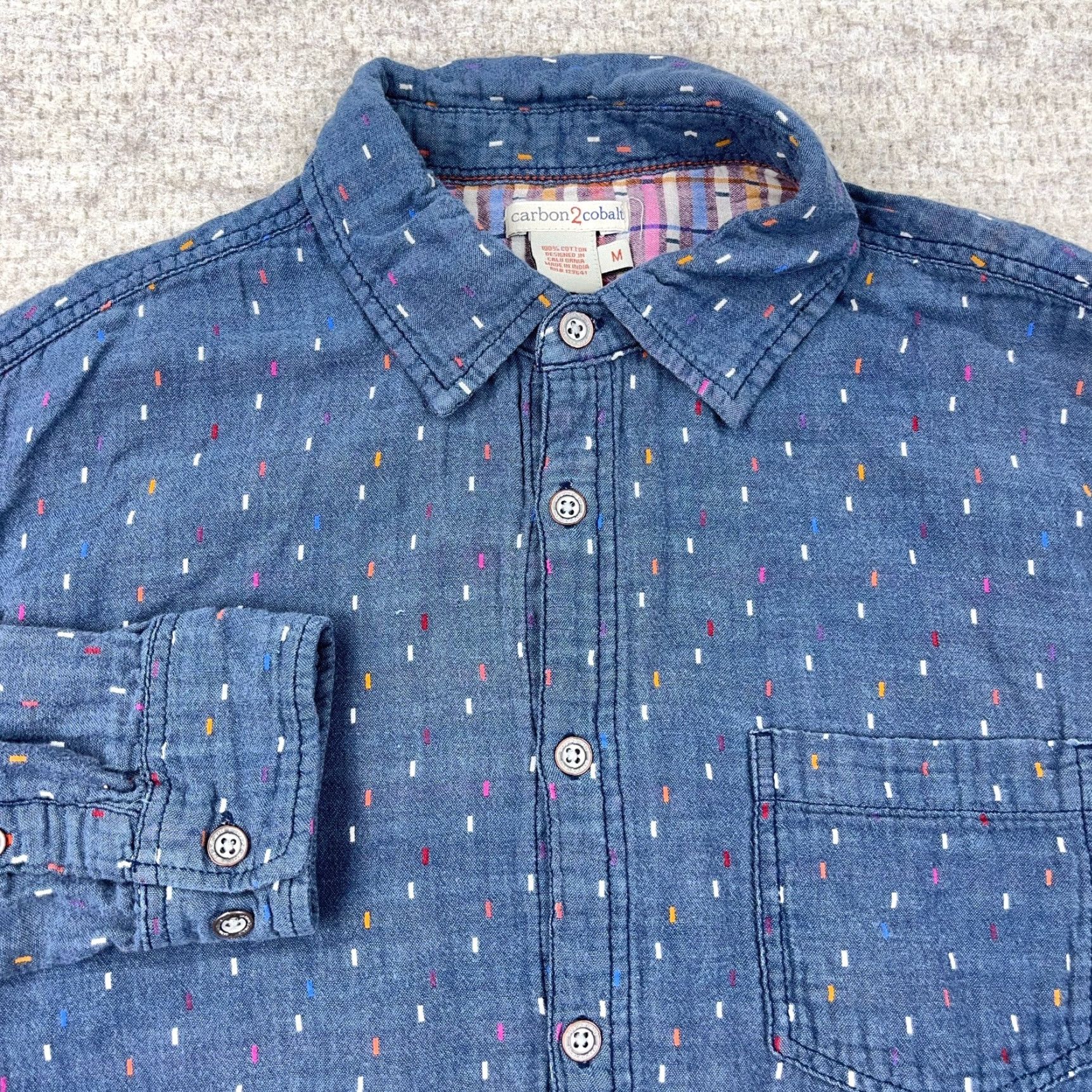 Carbon2Cobalt Carbon 2 Cobalt Shacket Jacket Medium Blue Men Lined Pocket Spotted Camp Mens Size US M / EU 48-50 / 2 - 4 Thumbnail