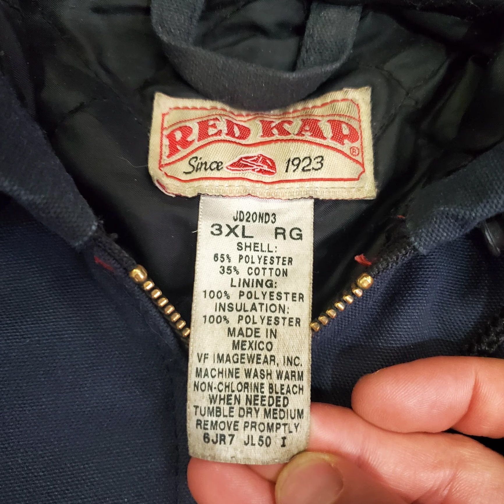 Red Kap VINTAGE Red Kap Jacket Mens 3XL Navy Hooded Insulated Workwear Zip Up Kenan Advantage USA Patriotic Embroidered Patches Logo Zip Size US XXL / EU 58 / 5 - 6 Thumbnail