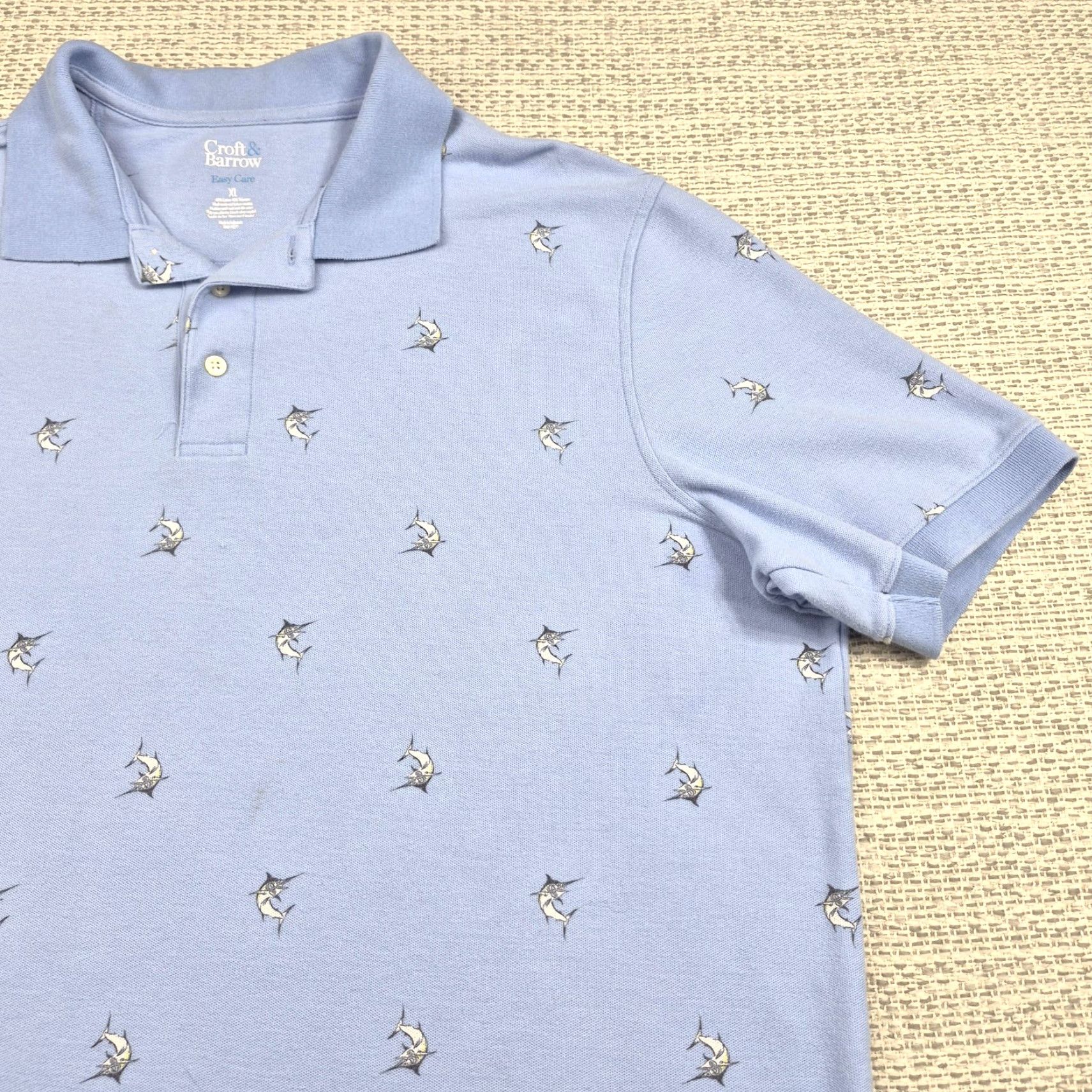 Croft & Barrow Croft & Barrow Polo Shirt Mens XL Blue Easy Care Marlin Fish Nautical Print Shirt Size US XL / EU 56 / 4 - 2 Thumbnail