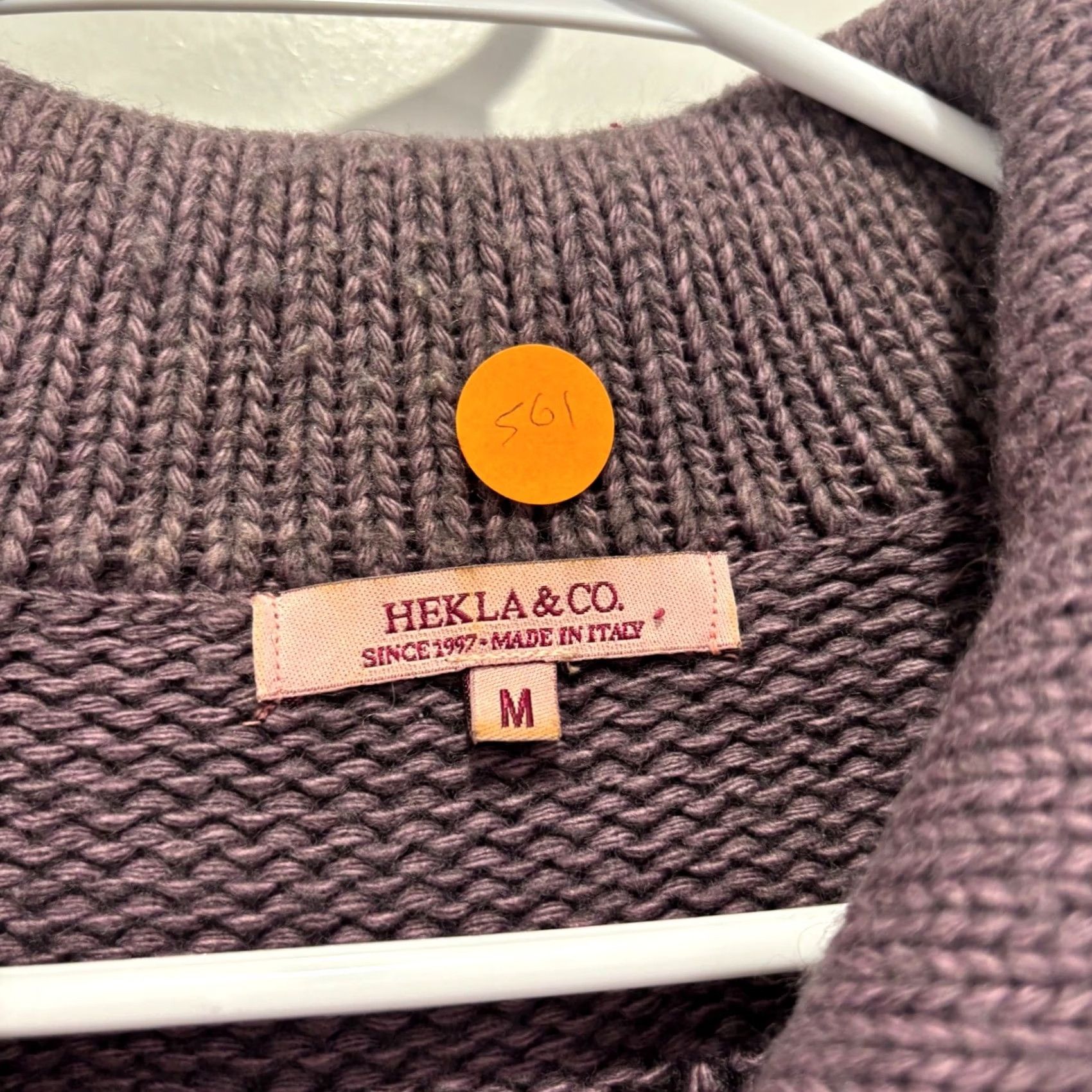 CO Hekla & Co. Italy Purple Wool Blend Bobble Pointelle Knit Cardigan Sweater Medium Size M / US 6-8 / IT 42-44 - 2 Thumbnail