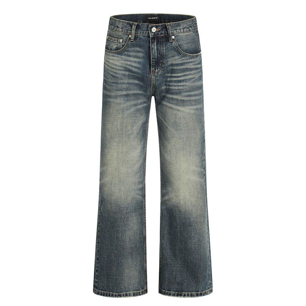 Jean Men's street washed distressed punk retro straight jeans Size US 32 / EU 48 - 1 Thumbnail