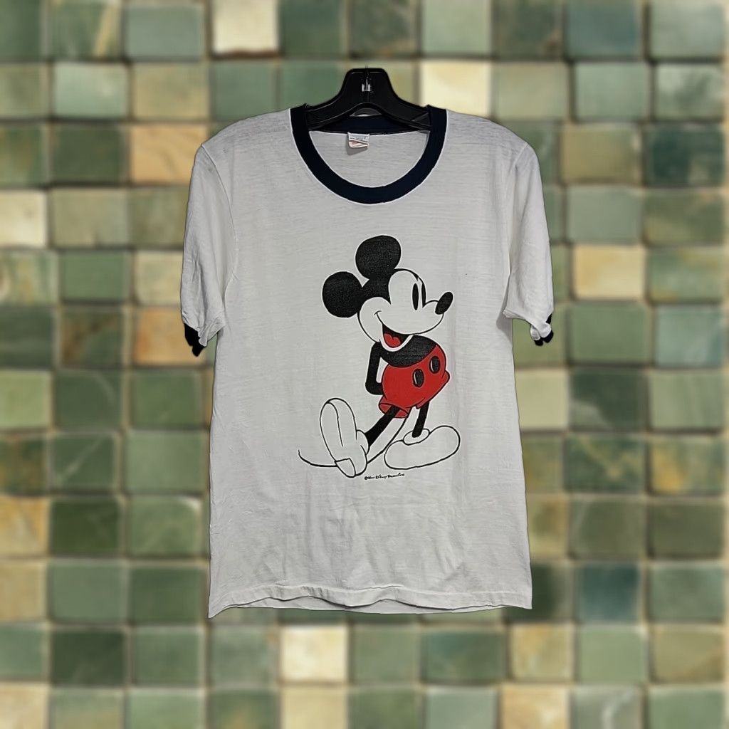 Disney VINTAGE Disney Men’s T-Shirt L White Mickey Mouse Tropix Togs USA Ringer Graphic Tee Mens Size US L / EU 52-54 / 3 - 1 Thumbnail