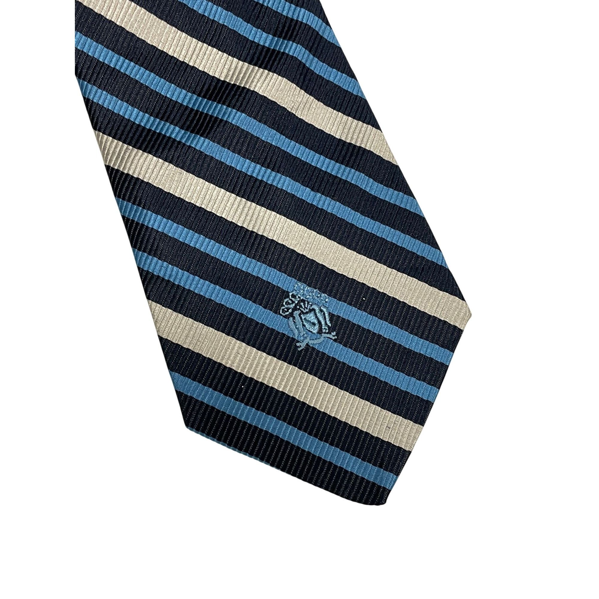 Oleg Cassini Vtg Hughes & Hatcher Oleg Cassini Blue Silver Crest Logo Tie Size ONE SIZE - 3 Thumbnail