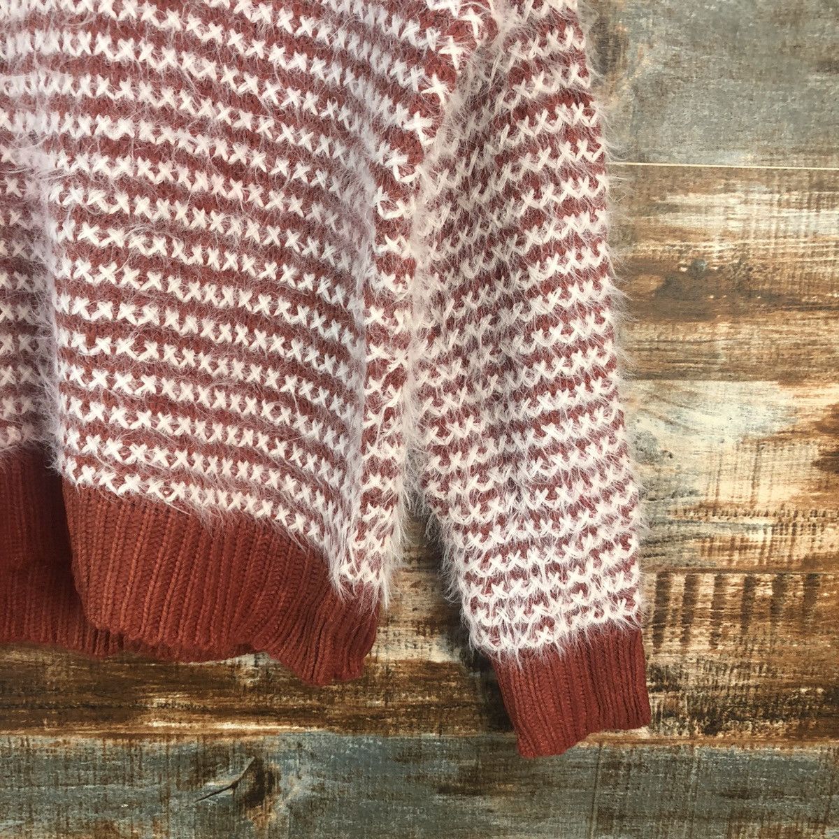 Homespun Knitwear DL Lips Red Mohair shaggy fur Knitwear #C322 Size S / US 4 / IT 40 - 8 Thumbnail