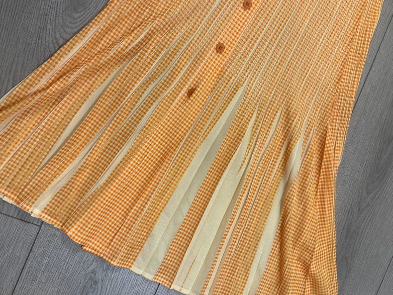 Issey Miyake Issey Miyake Orange checkered short-sleeved dress Size M / US 6-8 / IT 42-44 - 3 Thumbnail