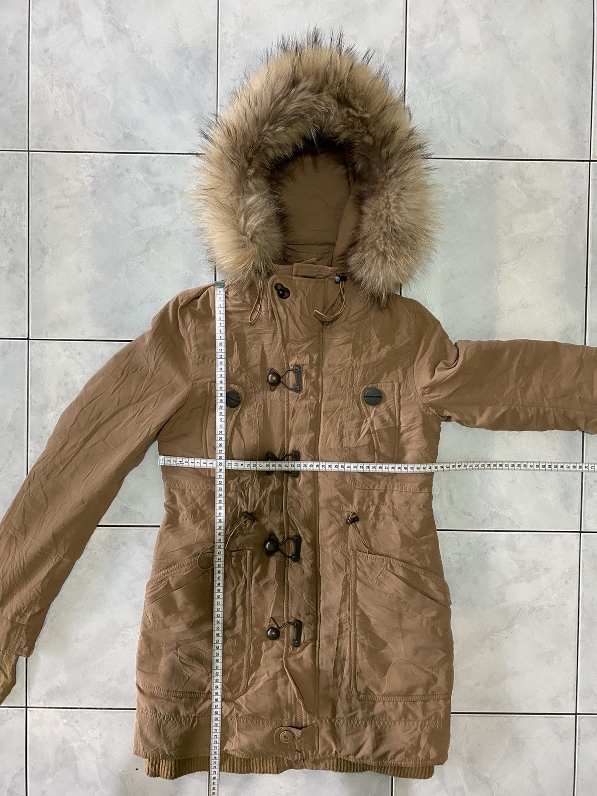 SLY Sly Tan Fur Hood Parka Jacket Heavy Winter Military Style Size ONE SIZE - 18 Thumbnail