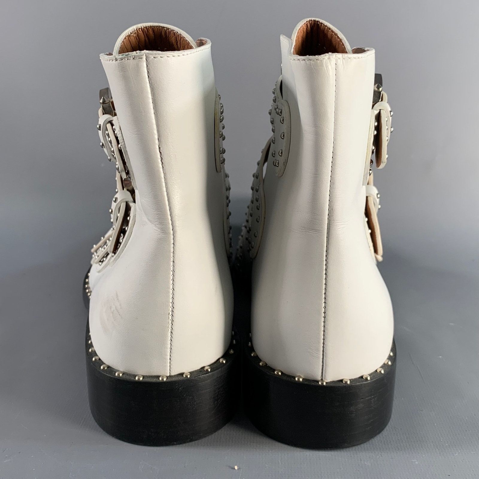 Givenchy GIVENCHY Size 8 White Studded Leather Belted Boots Size US 8 / EU 41 - 3 Thumbnail