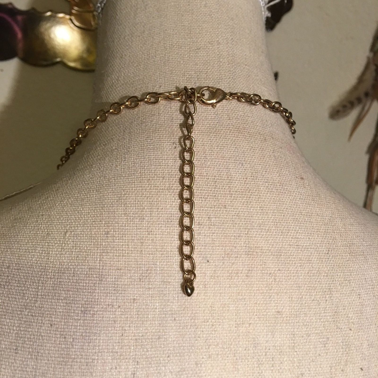 Jewelry Faceted dark navy stone gold tone chain necklace Size ONE SIZE - 6 Thumbnail
