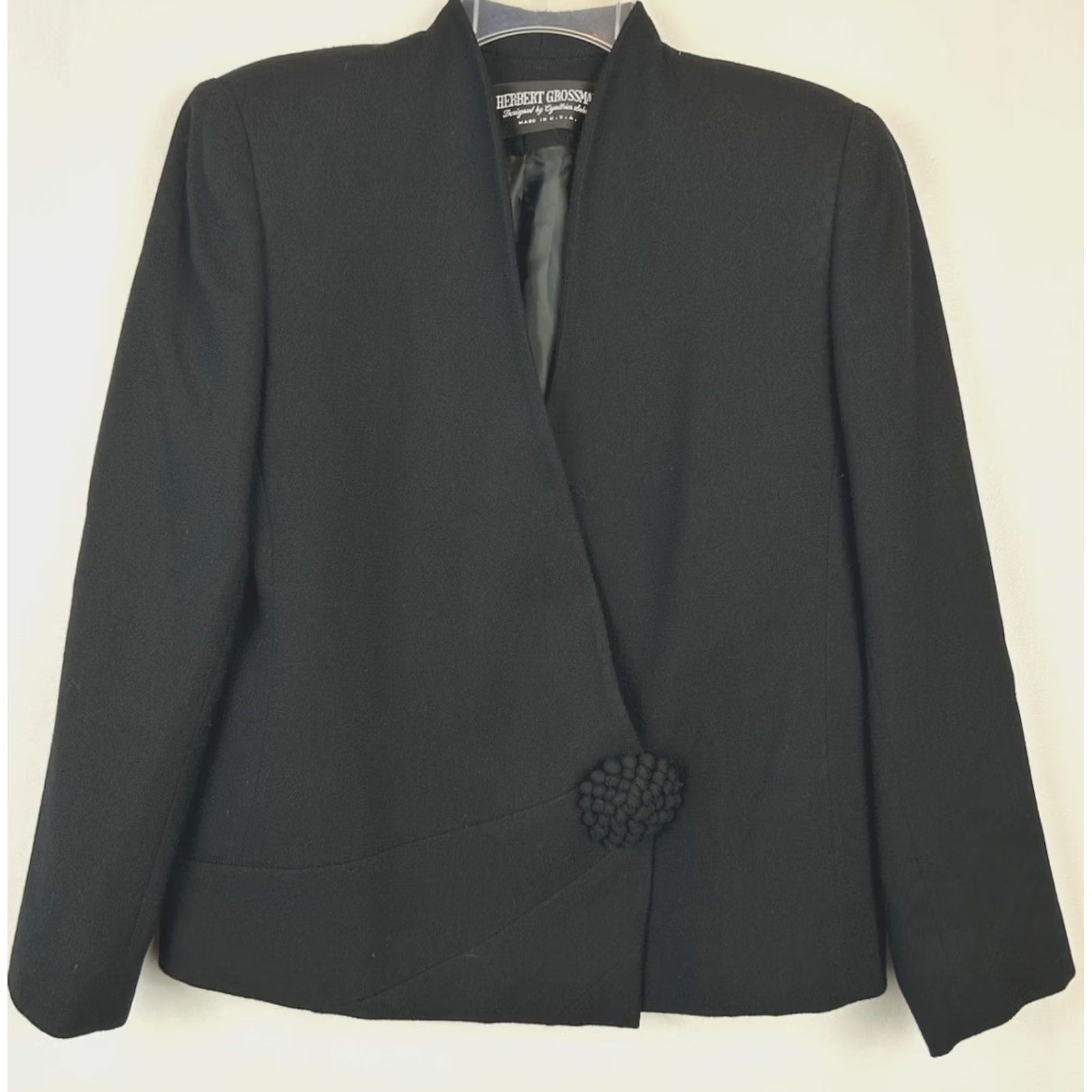 Vintage Vtg Herbert Grossman Blazer Womens 8 Black Wool Jacket Cynthia Sobel Union Made Size M / US 6-8 / IT 42-44 - 2 Thumbnail