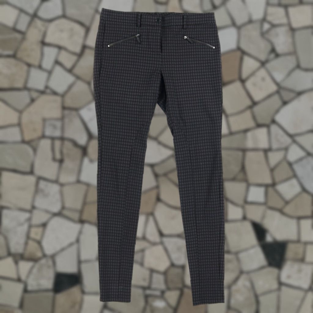 Vintage W by Worth Stretch Skinny Houndstooth Rayon Woven Chino Pants Black Women's 4 Size 27" / US 4 / IT 40 - 1 Thumbnail