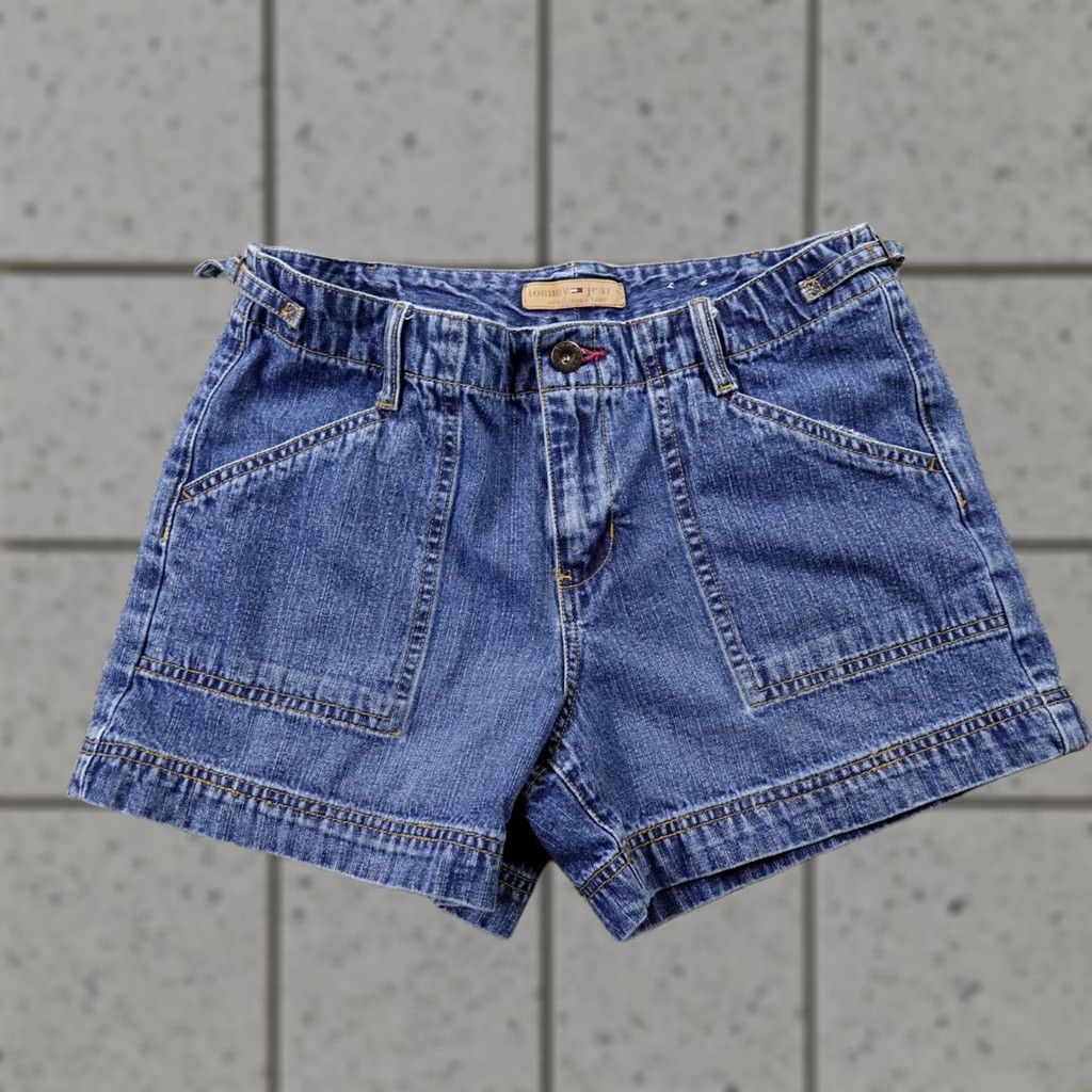 Tommy Hilfiger VINTAGE Tommy Hilfiger Shorts Womens 7 Denim Dark Blue Jorts Mini Micro 00s Y2K Size 28" / US 6 / IT 42 - 1 Thumbnail