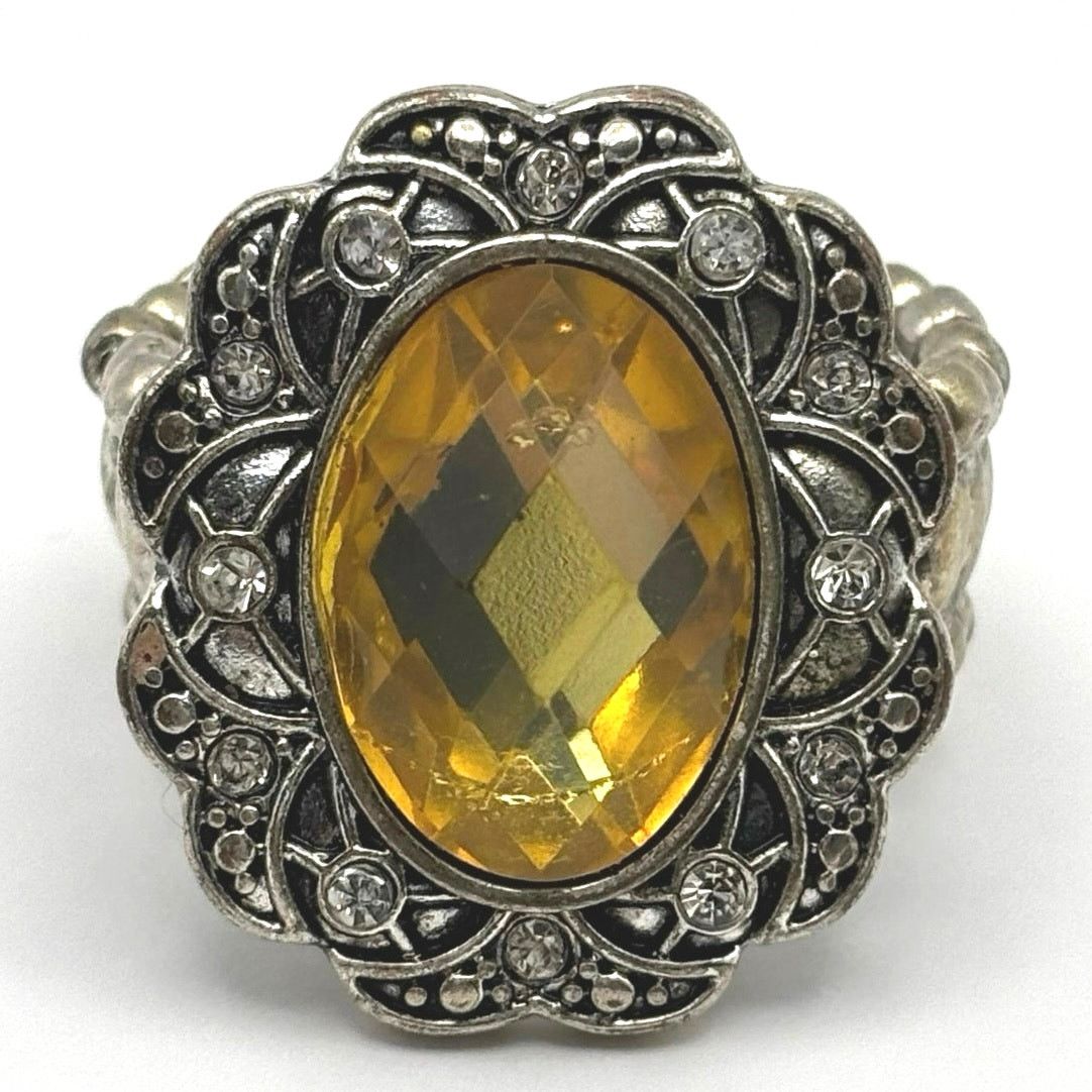 Other Yellow & Silver Crystal Ring Size ONE SIZE - 2 Thumbnail