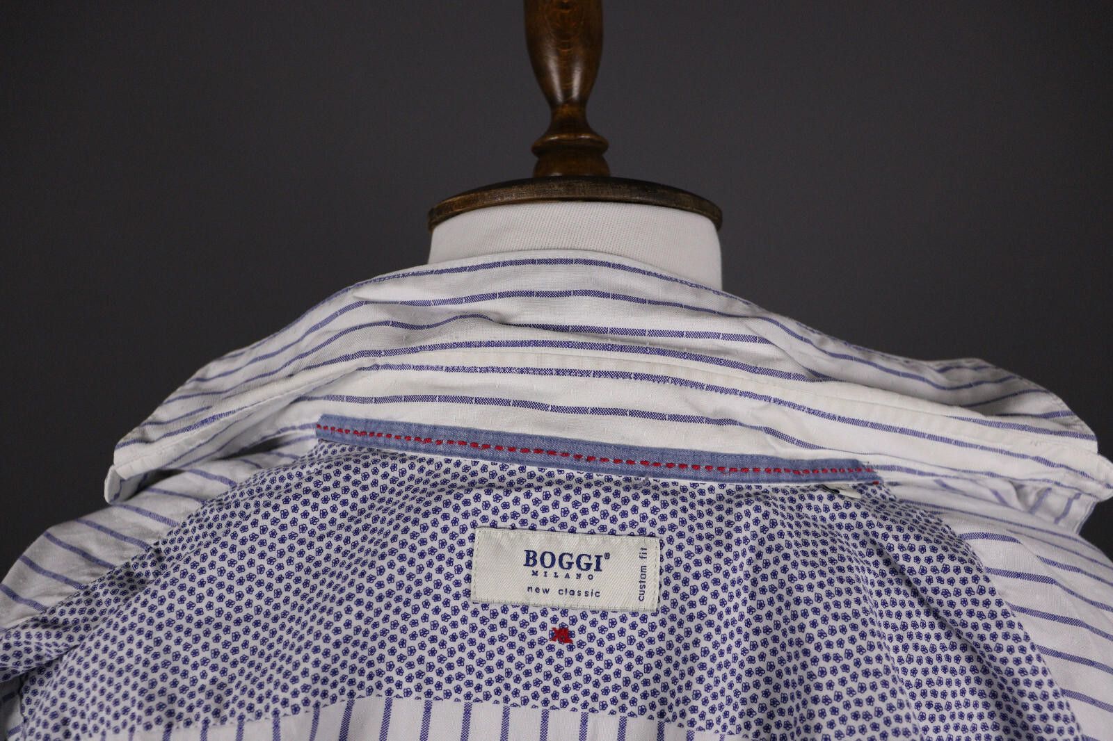 Designer Boggi Milano New Classic Custom Fit Stripe Shirt Size XL Size US XL / EU 56 / 4 - 9 Thumbnail