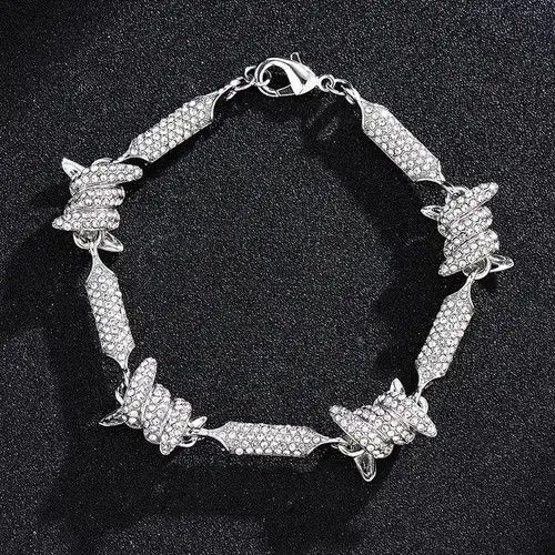 Other Iced Out Barbed Wire Link Chain Rhinestone Size ONE SIZE - 6 Thumbnail