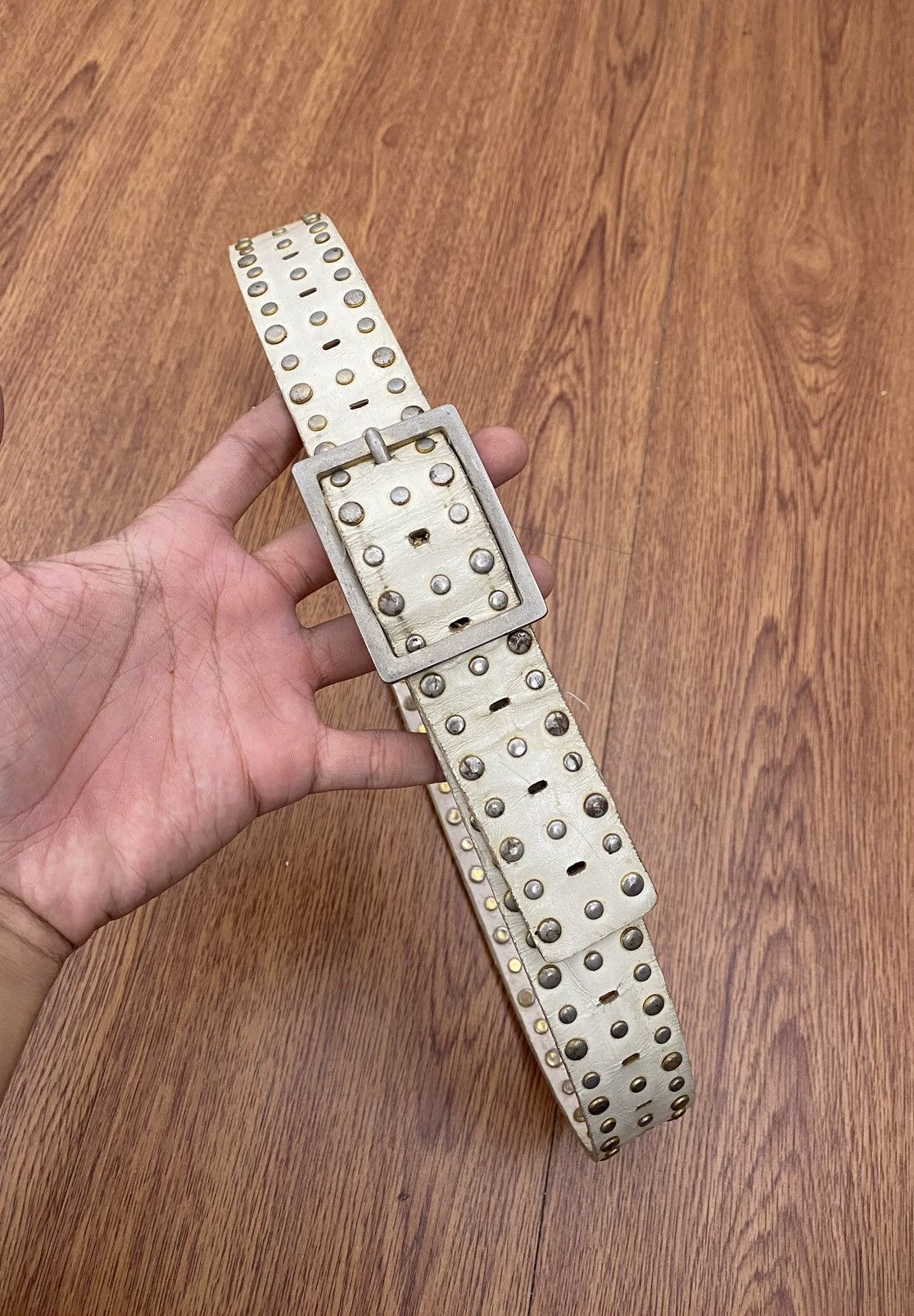 If Six Was Nine × Japanese Brand × Le Grande Bleu (L.G.B.) 96 Studded white belt Size ONE SIZE - 4 Thumbnail