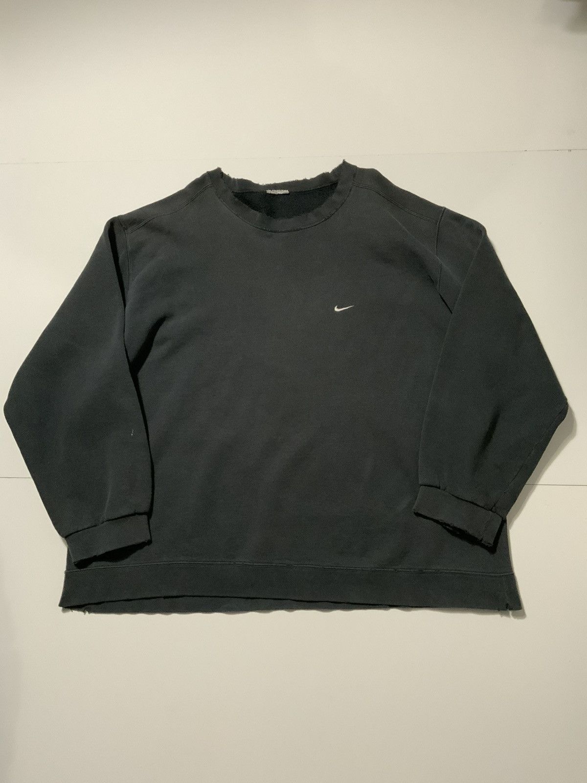 Vintage VTG 90’s authentic Nike Black On Yellow Mini Swoosh Crewneck Sweater