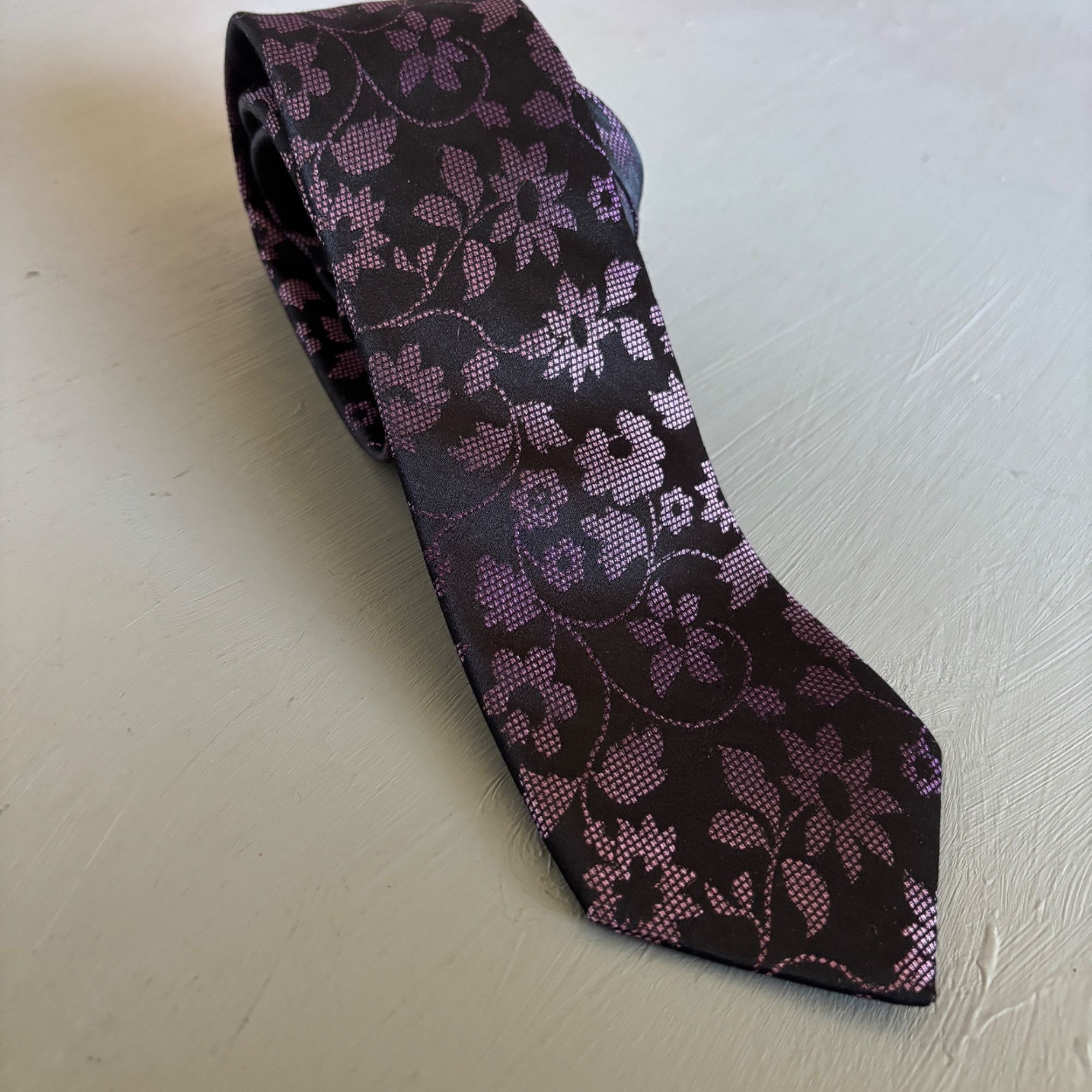Other Vintage Broletto Tie Purple Floral Silk Made USA Jacquard Fl Size ONE SIZE - 6 Thumbnail