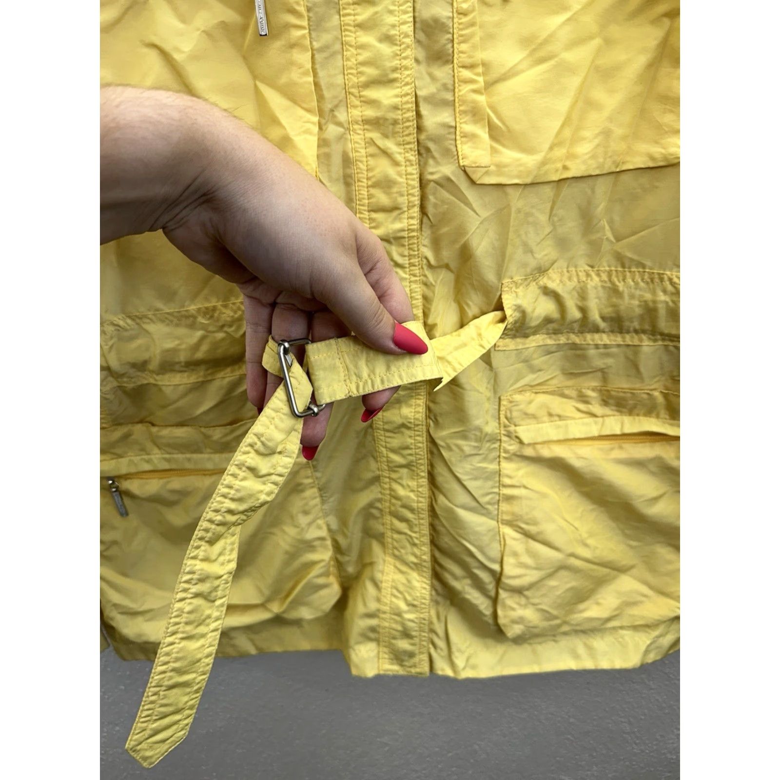 Tommy Hilfiger VINTAGE Tommy Hilfiger Womens Windbreaker Jacket L Yellow Removable Sleeves Zip Up Pockets Full Zip Lightweight Solid Outdoor Size L / US 10 / IT 46 - 4 Thumbnail