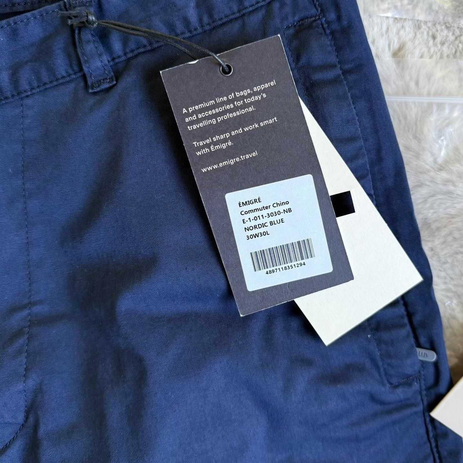 Other Emigre Travel Commuter Chino Marine Blue - 30x30 NWT Size US 30 / EU 46 - 2 Thumbnail