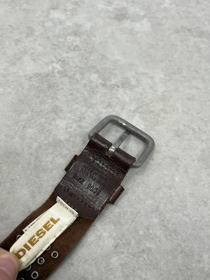 Diesel 2000s Diesel Studded Brown Leather Belt Size ONE SIZE - 6 Thumbnail