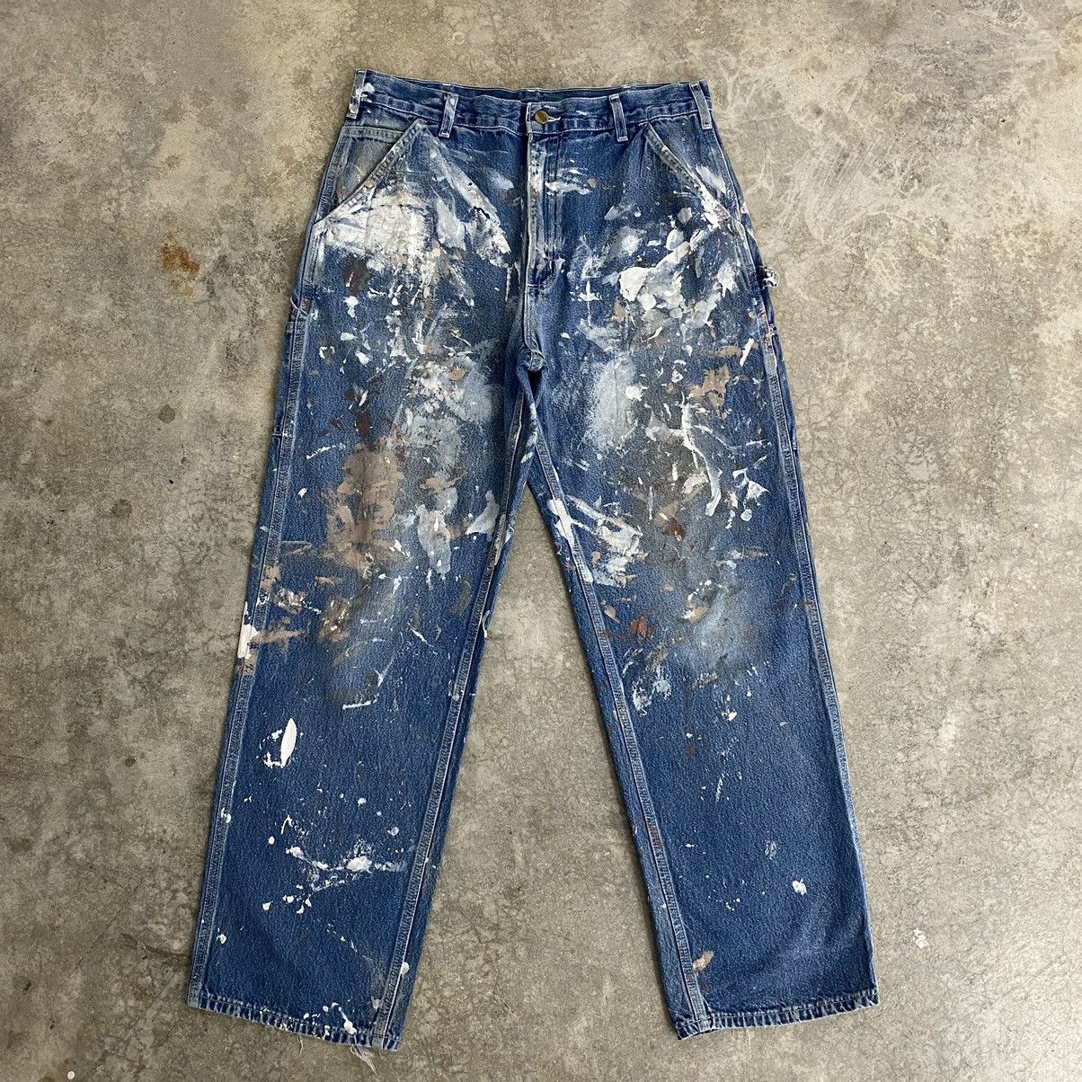 Carhartt Vintage Carhartt Faded Blue Splatter Painter Denim Jeans Size US 34 / EU 50 - 3 Thumbnail