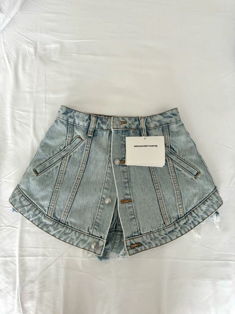 Alexander Wang Denim Shorts Skirt Asymmetrical