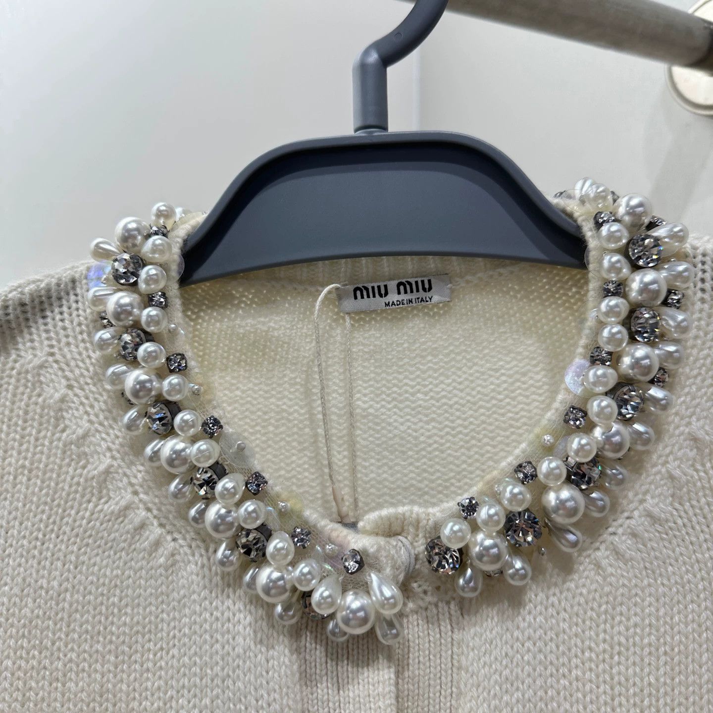 Miu Miu MIU MIU mar405 crystal pearl cashmere knit sweater 42 Size M / US 6-8 / IT 42-44 - 5 Thumbnail