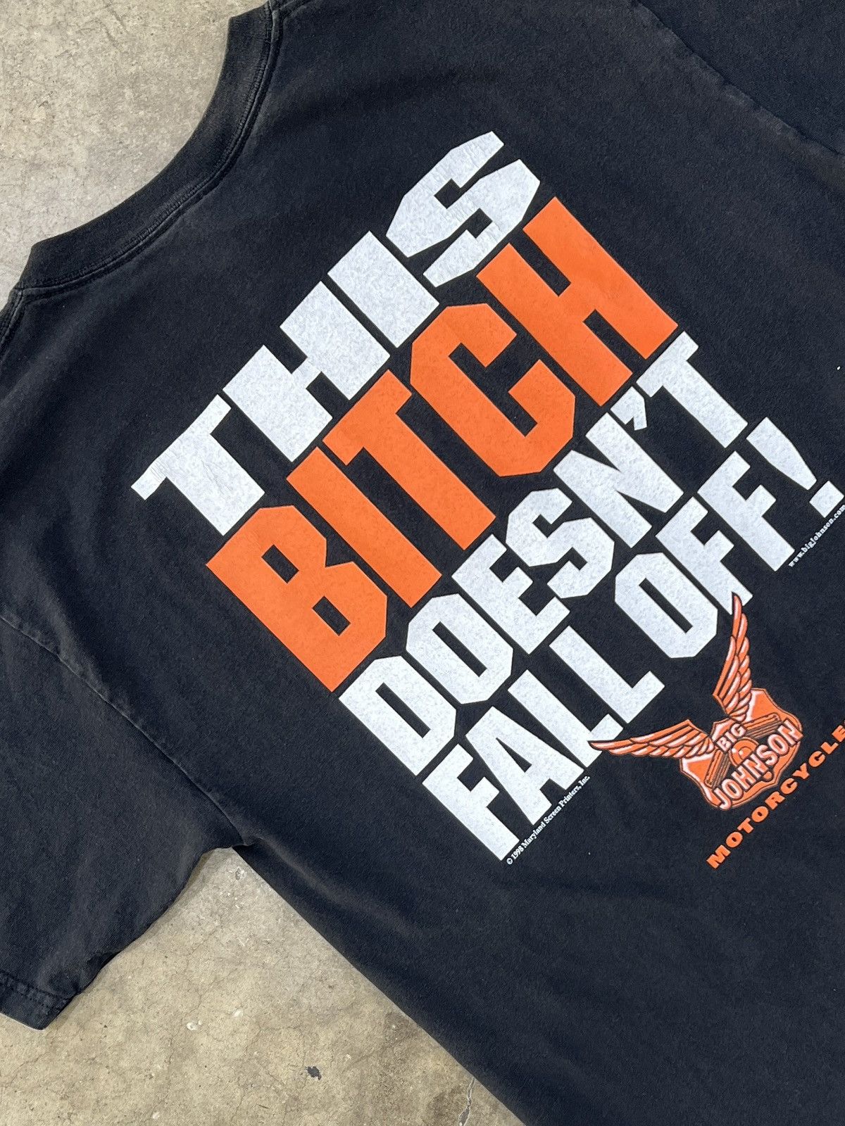 Harley Davidson Vintage 90s Big Johnson Bch Fall Off Parody Motorcycle Large Size US L / EU 52-54 / 3 - 1 Thumbnail