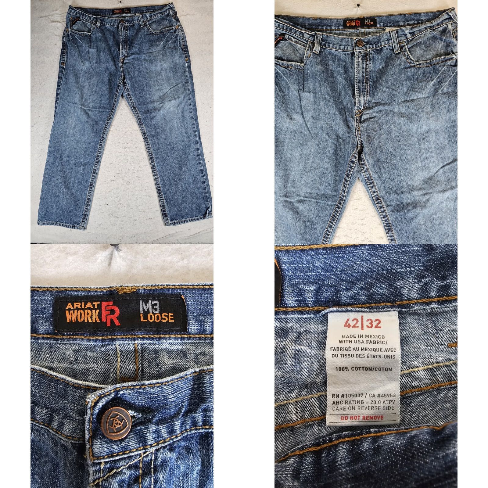 Ariat Ariat FR Fire Resistant M3 Loose Straight Blue Jeans Mens Sz 44x32 CAT2 Workwear Size US 44 / EU 60 - 8 Thumbnail