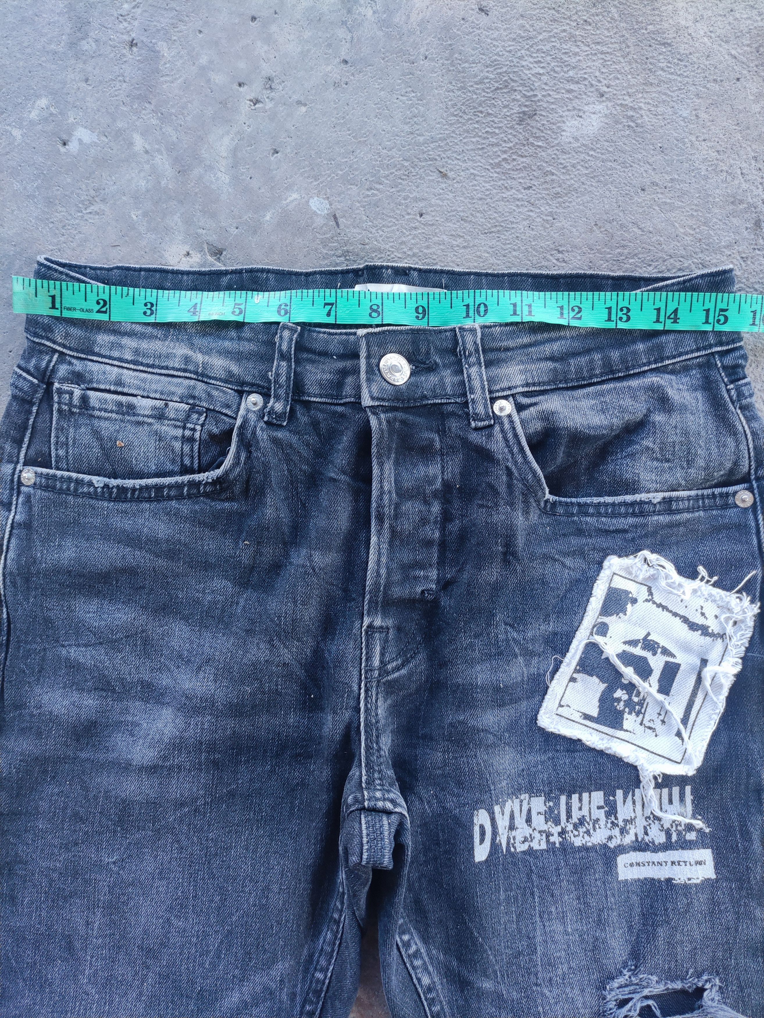 Jean × Vintage Zara Black Jeans Distressed Patches Faded Pants Skinny Denim Size US 31 - 6 Thumbnail