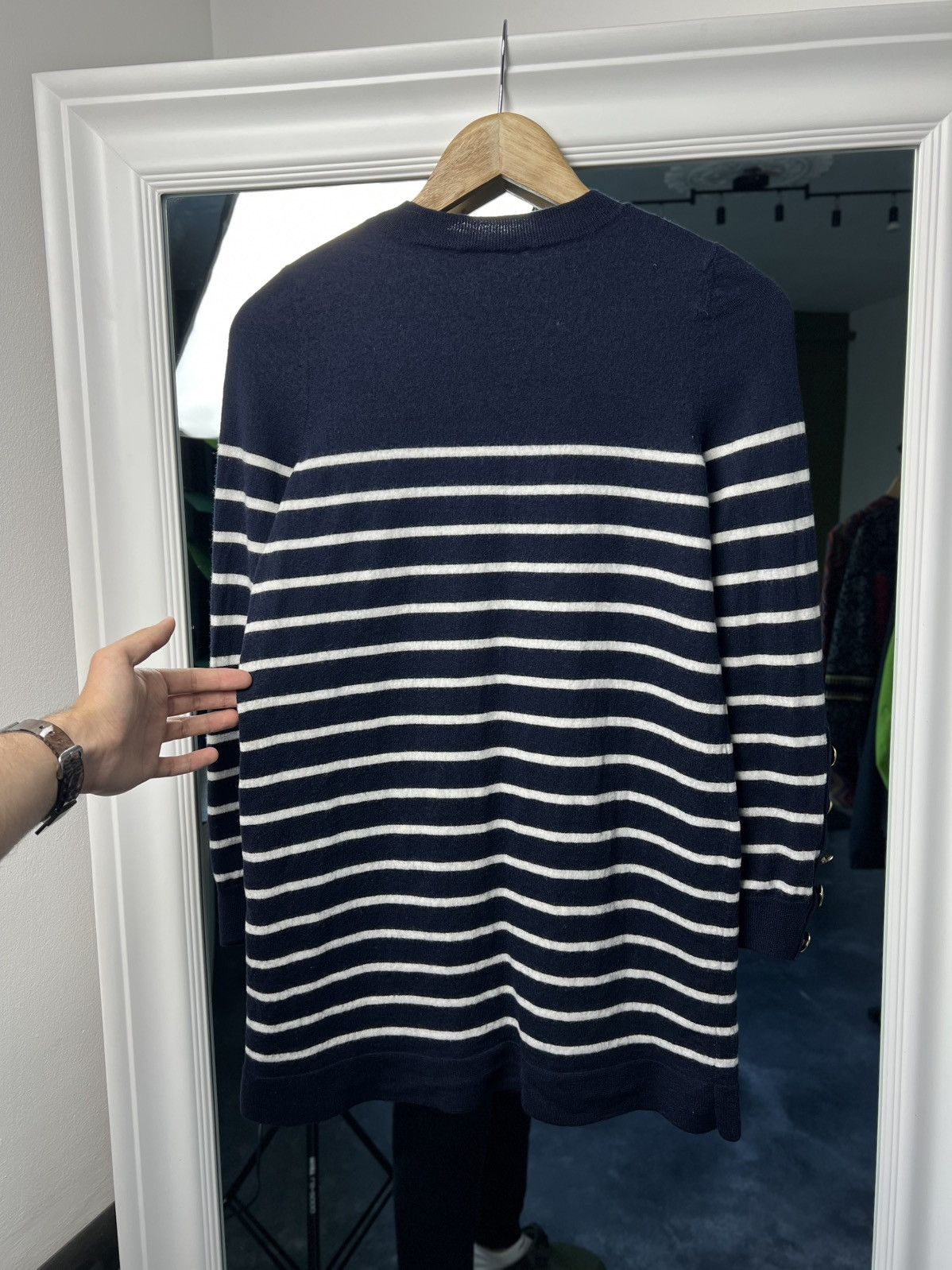 Designer × Sezane Sézane Paola Wool Knit Dress Navy / Ecru Size M Size M / US 6-8 / IT 42-44 - 14 Thumbnail