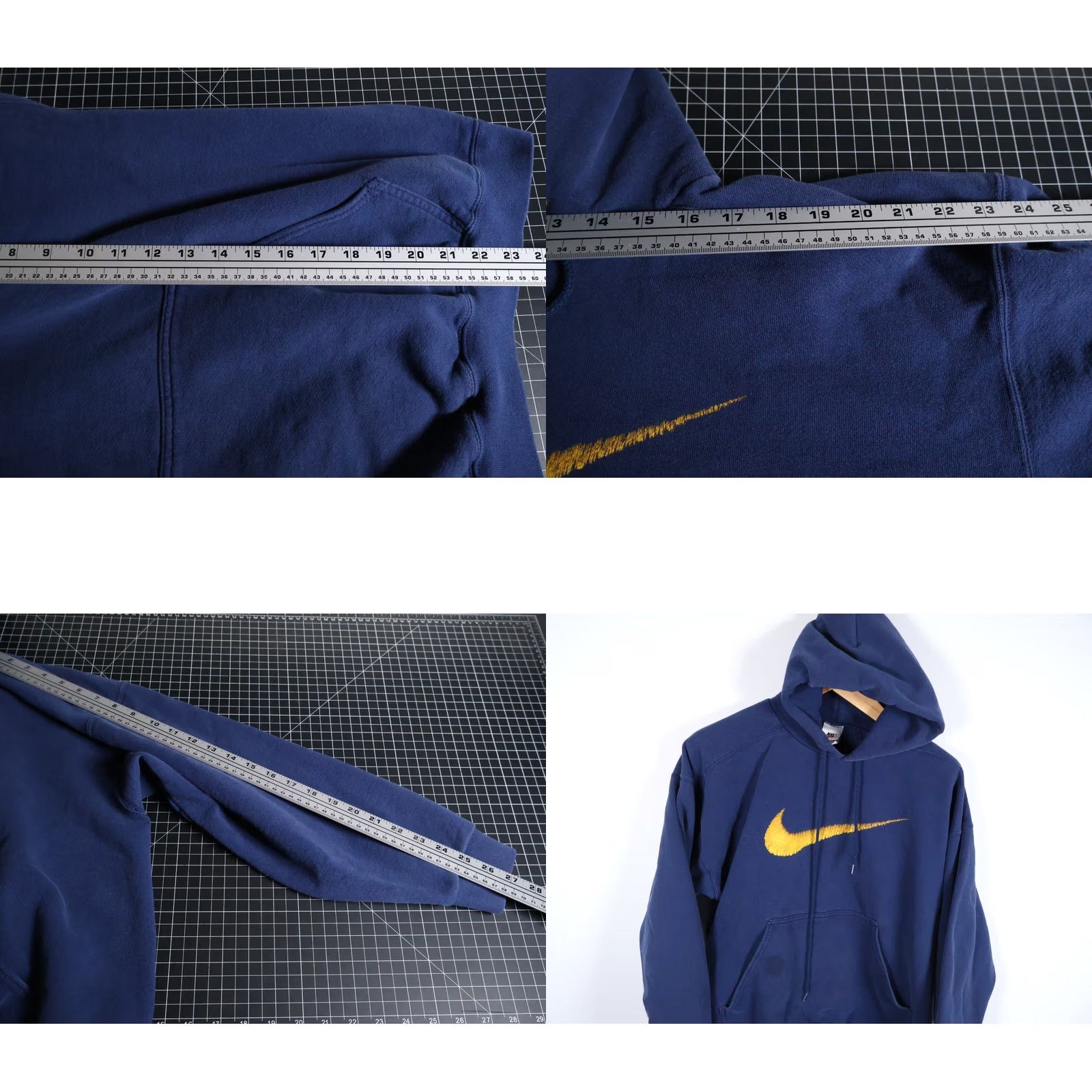 Nike VINTAGE Nike Center Swoosh Hoodie Mens Medium Dark Blue Sweatshirt USA Made VTG Size US M / EU 48-50 / 2 - 8 Thumbnail