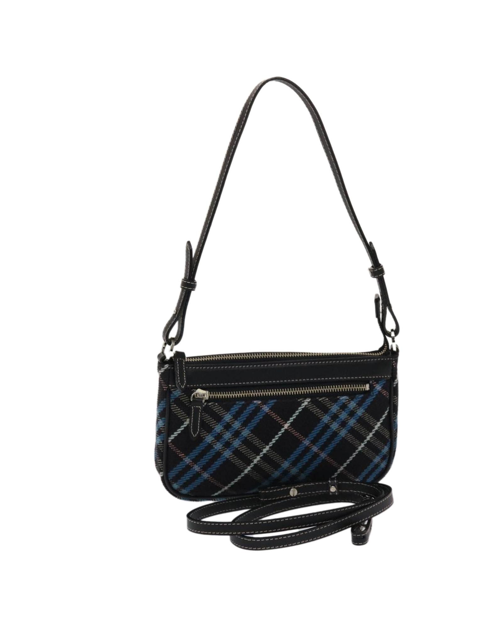 image of Burberry Blue Label Canvas Shoulder Bag in Black, Women's