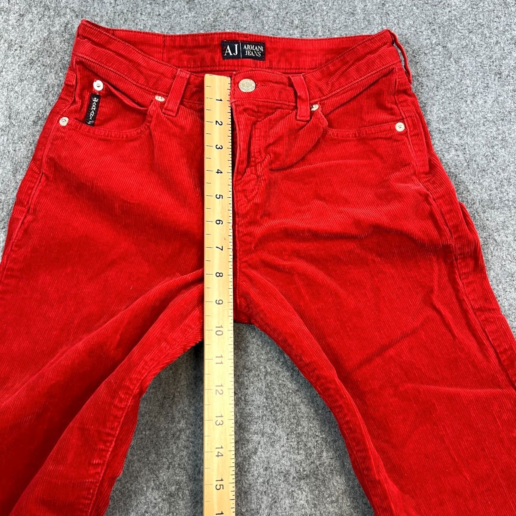 Vintage Armani Jeans Jeans Bootcut Women 6 Red Corduroy Stretch 26 32 UK VTG Denim 5-Pocket Size 28" / US 6 / IT 42 - 6 Thumbnail