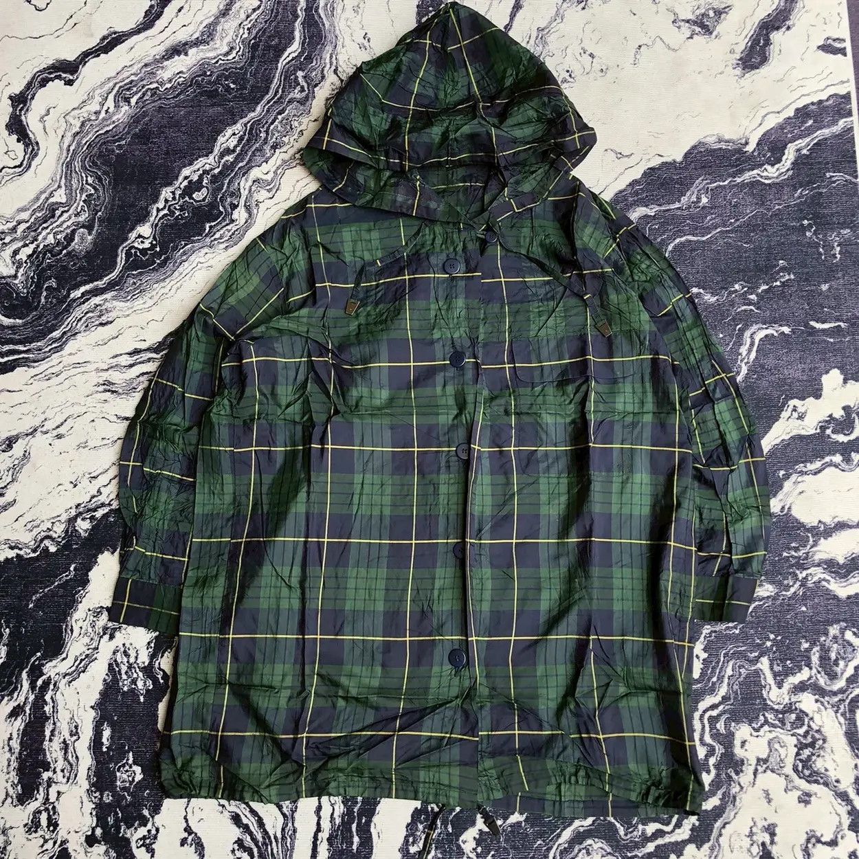 Vintage ISSEY MIYAKE Hooded Check Coat — 2013 Runway Feel