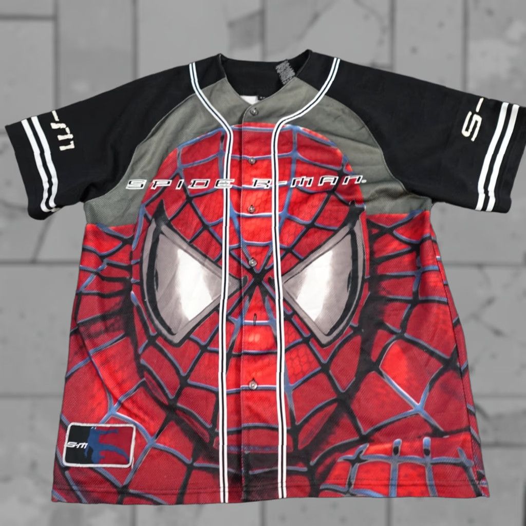 Vintage Spiderman Jersey Large Red Black Vintage 2003 Official Mens Baseball Activewear USA Mockup Button Snags Photos Size US L / EU 52-54 / 3 - 1 Thumbnail