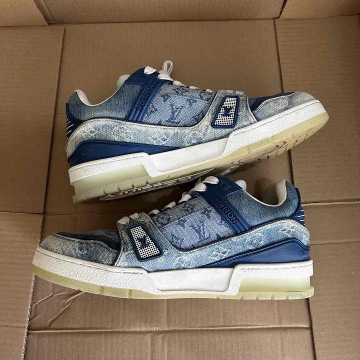 Louis Vuitton Louis Vuitton Blue Denim Low-Top Trainers -2508 Size US 7.5 / EU 40-41 - 8 Thumbnail