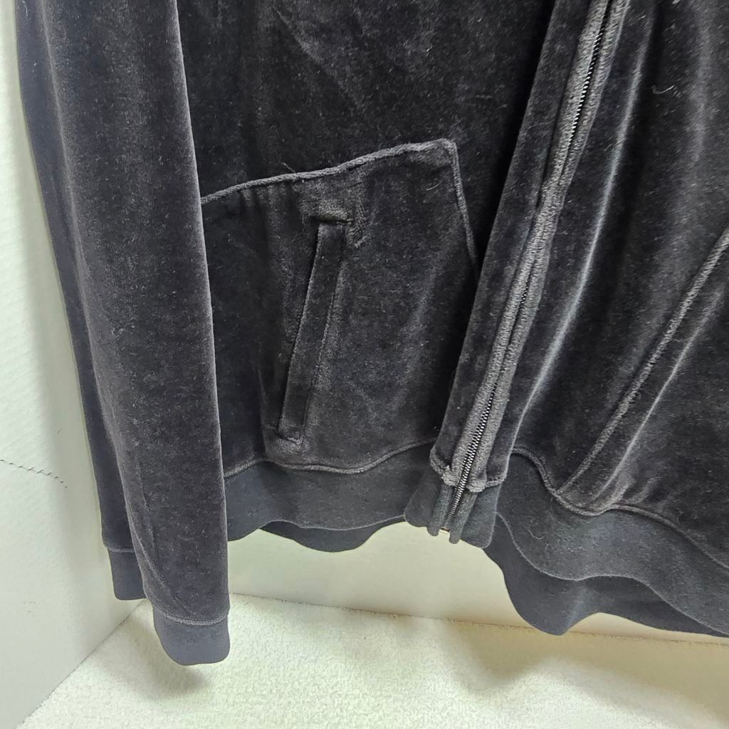 The Unbranded Brand Women's i.e. relaxed Black Velour Full-Zip Hoodie L Size L / US 10 / IT 46 - 4 Thumbnail