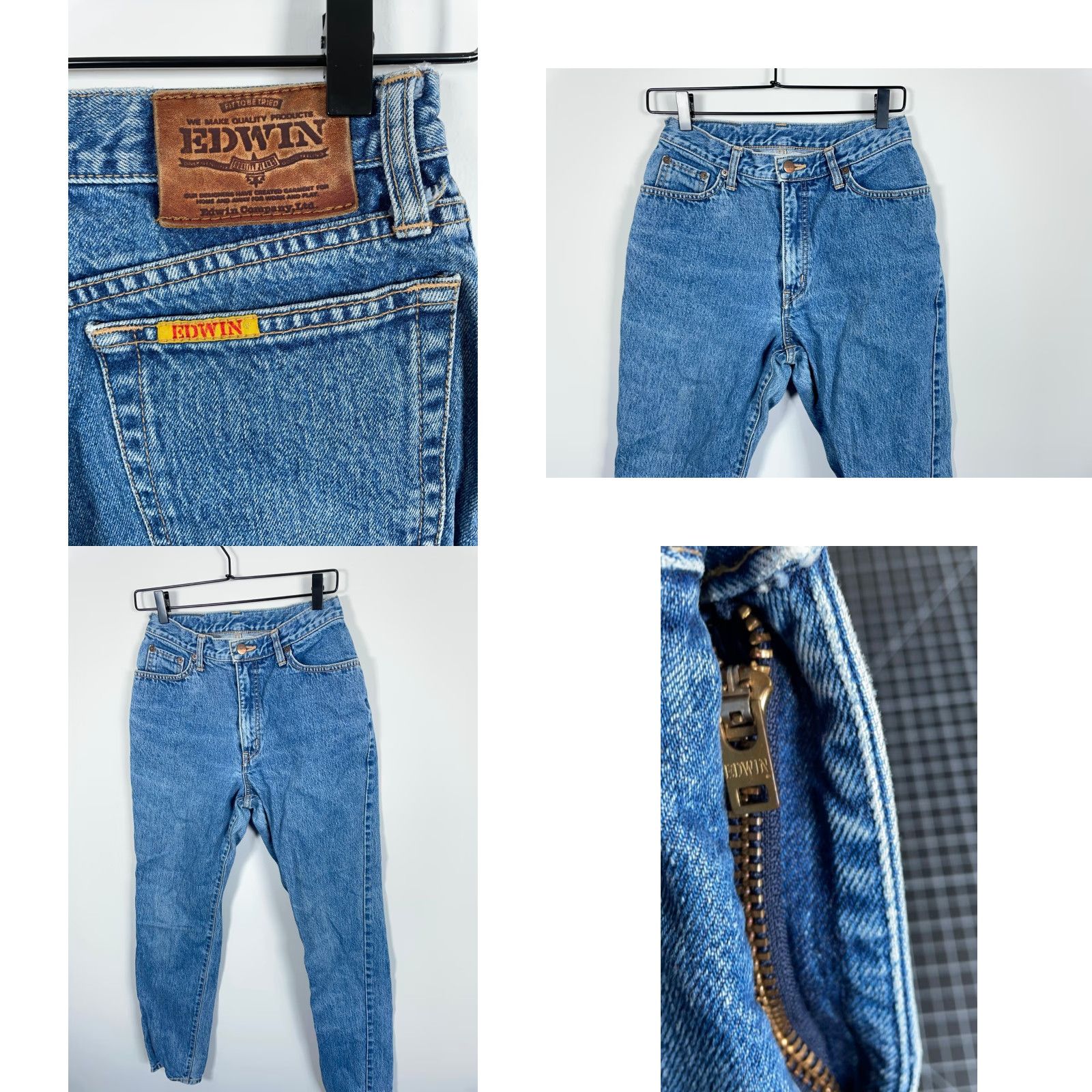 Edwin VINTAGE Edwin Jeans Men 30 x 30 Blue Berkeley Slim Fit Denim Japan Made Jeans Men Slim Mid Rise 100% Cotton 5-Pocket Size US 27 - 9 Thumbnail