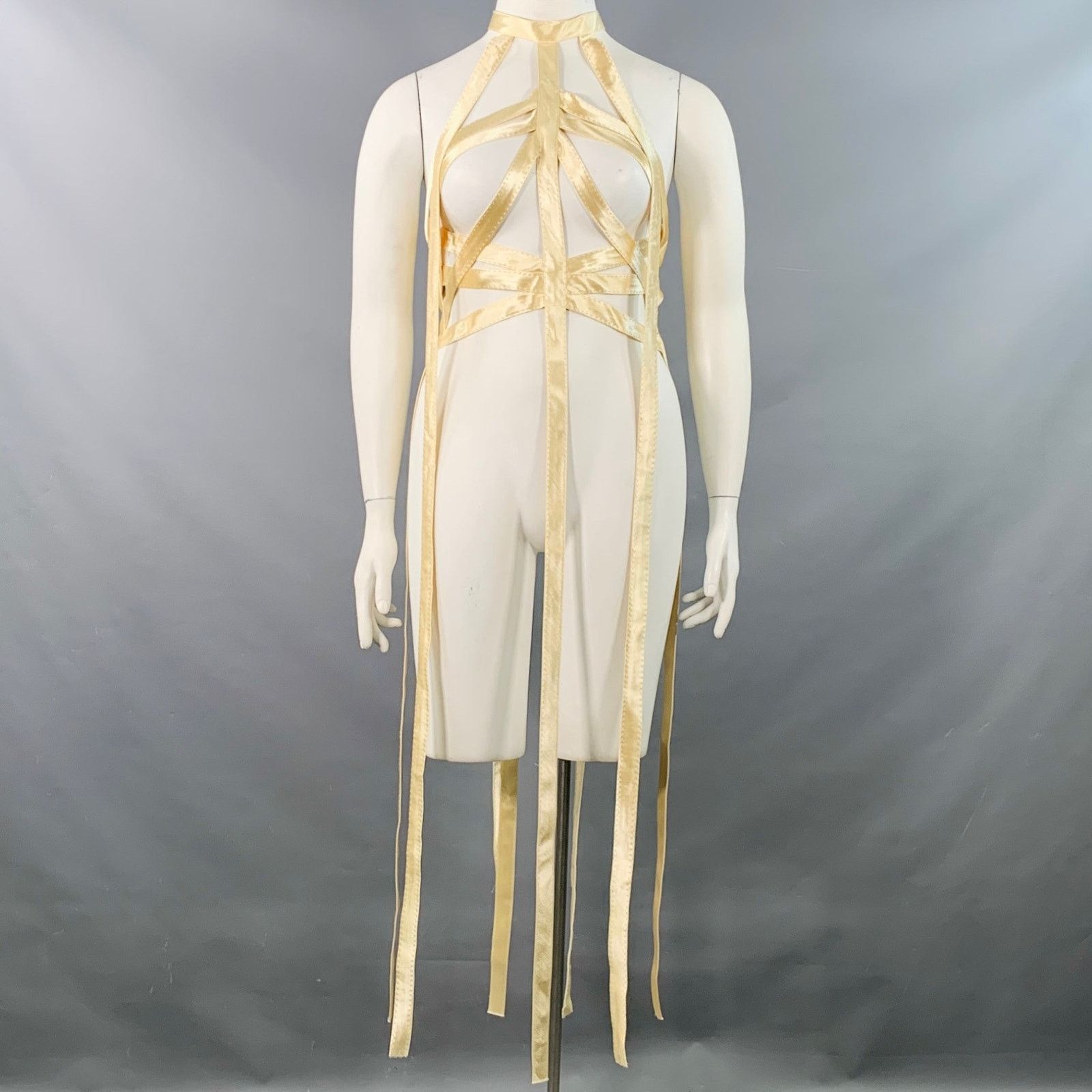 KHAITE KHAITE XL Sukey Gold Viscose Satin Straps Harness Dress Top Size XL / US 12-14 / IT 48-50 - 1 Thumbnail