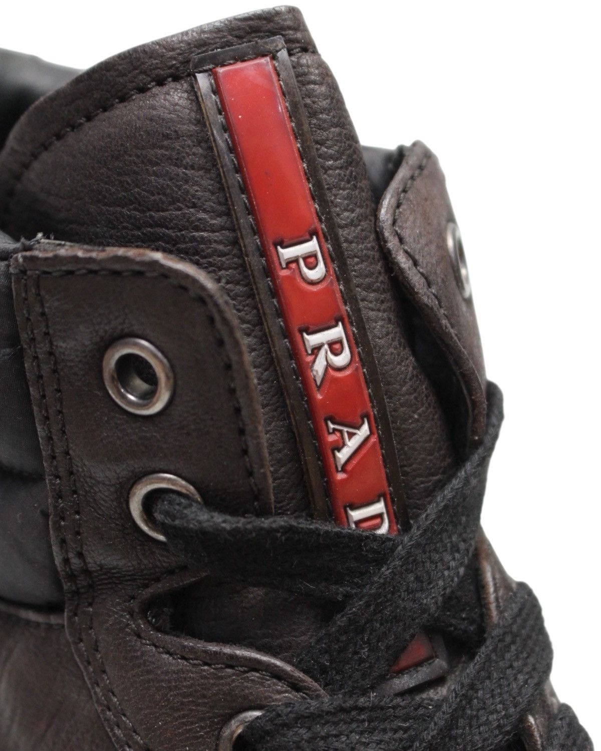 Prada 2000S PRADA SPORT BROWN LEATHER HIGH-TOP SNEAKERS Size US 9 / EU 42 - 7 Thumbnail