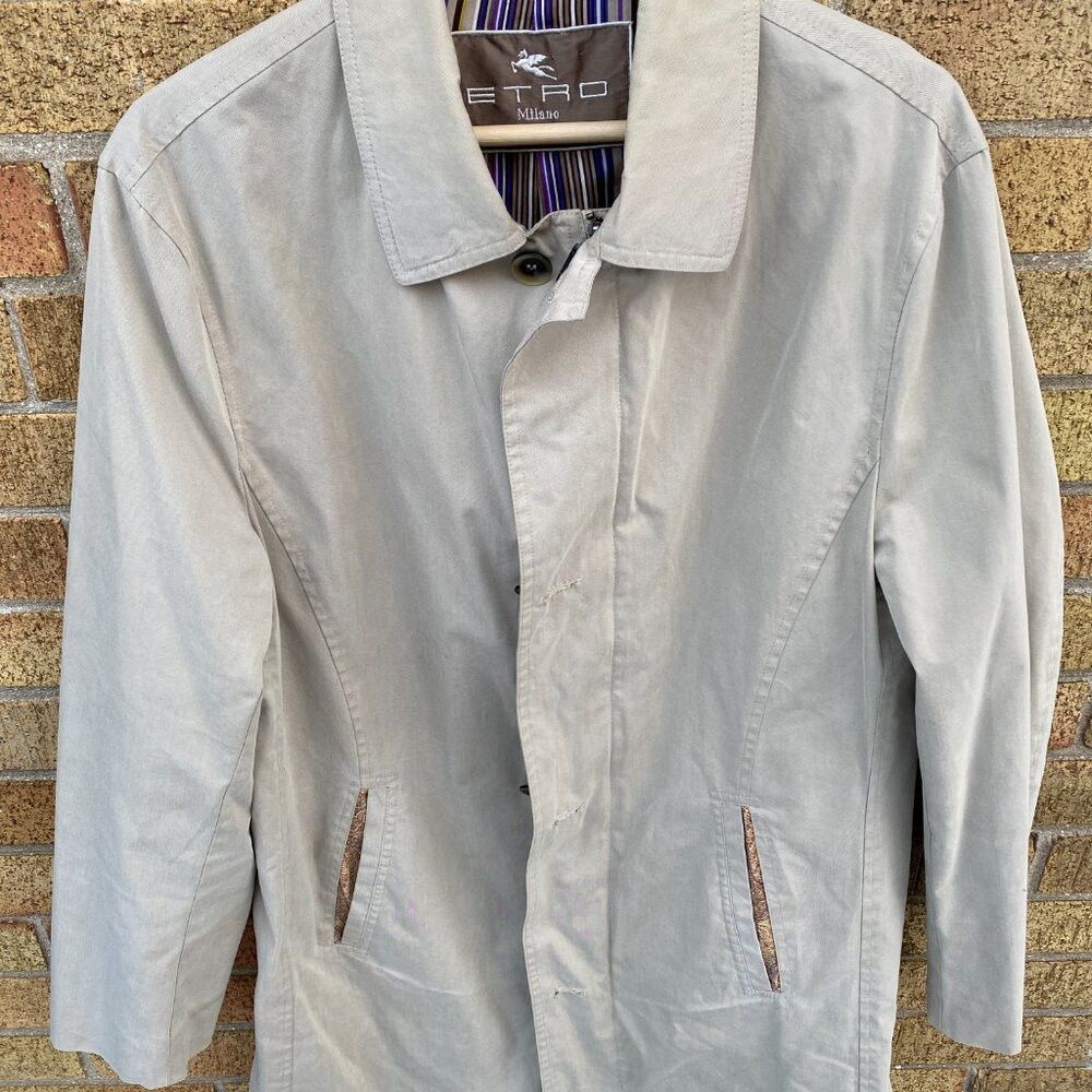 Etro Etro Parid Beige Collared Black Button Trench Coat Size 50 Size US M / EU 48-50 / 2 - 5 Thumbnail